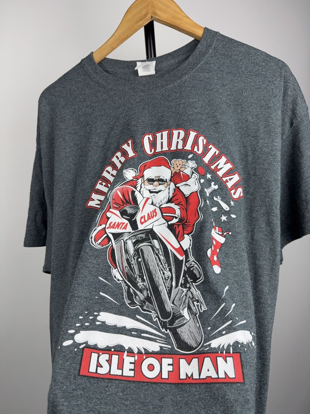Vintage Isle of Man TT Santa Claus Moto Biker Christmas T-Shirt XL Size US XL / EU 56 / 4 - 5 Thumbnail