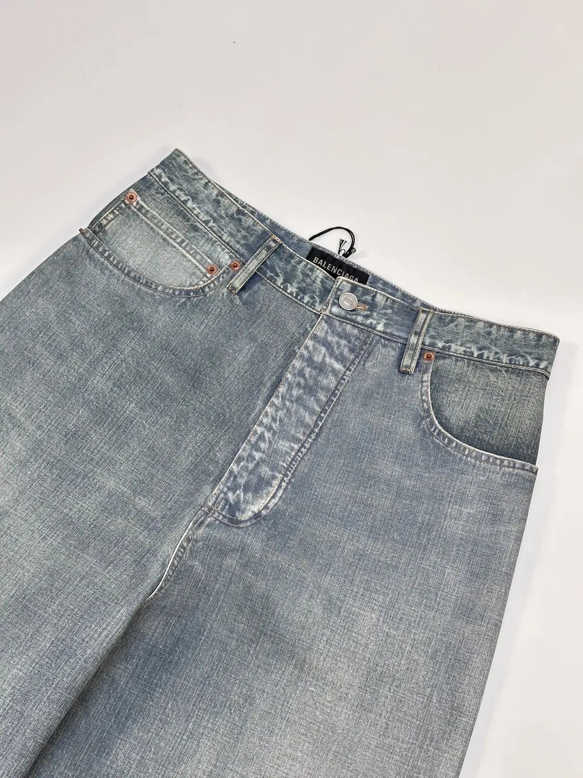 Balenciaga o1s1rm1125 Trompe L'Oeil Baggy Pants in Blue Size US 28 / EU 44 - 2 Thumbnail
