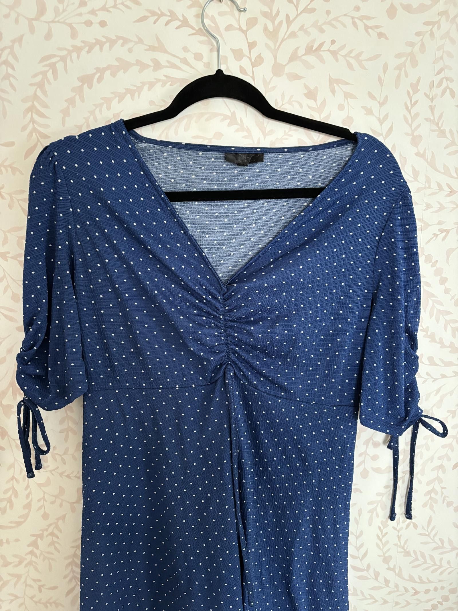 Topshop Chic Navy Polka Dot Dress by Topshop Size L / US 10 / IT 46 - 3 Thumbnail