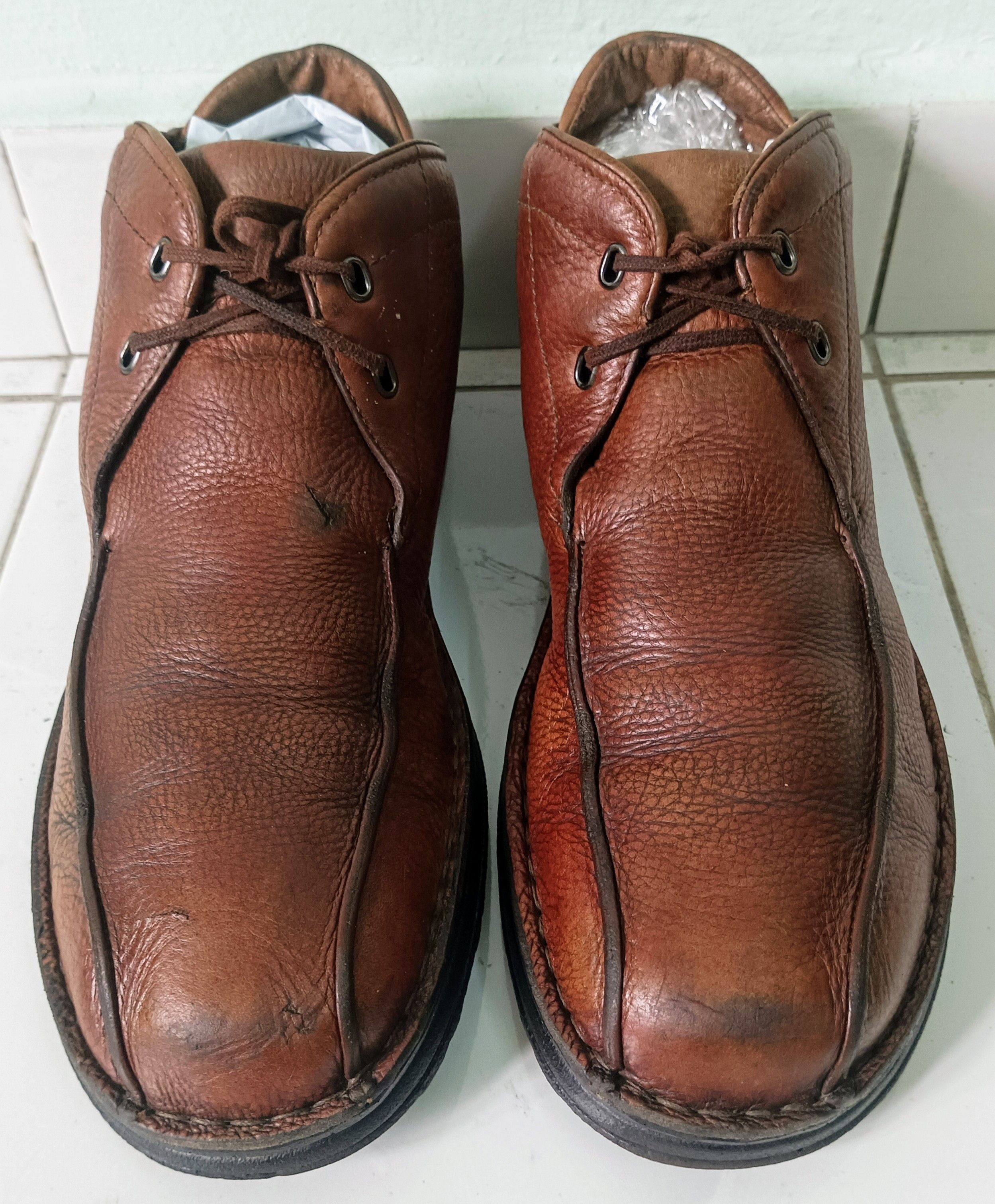Clarks × Leather × Vintage Clarks 30084 Chukka Brown Leather Ankle Boots Active Air Size US 10.5 / EU 43-44 - 6 Thumbnail