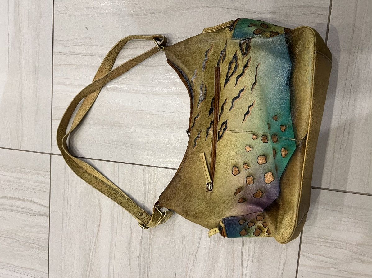 Handmade × Leather × Vintage Greenland nature art+ craft, leather shoulder bag , Size ONE SIZE - 3 Thumbnail