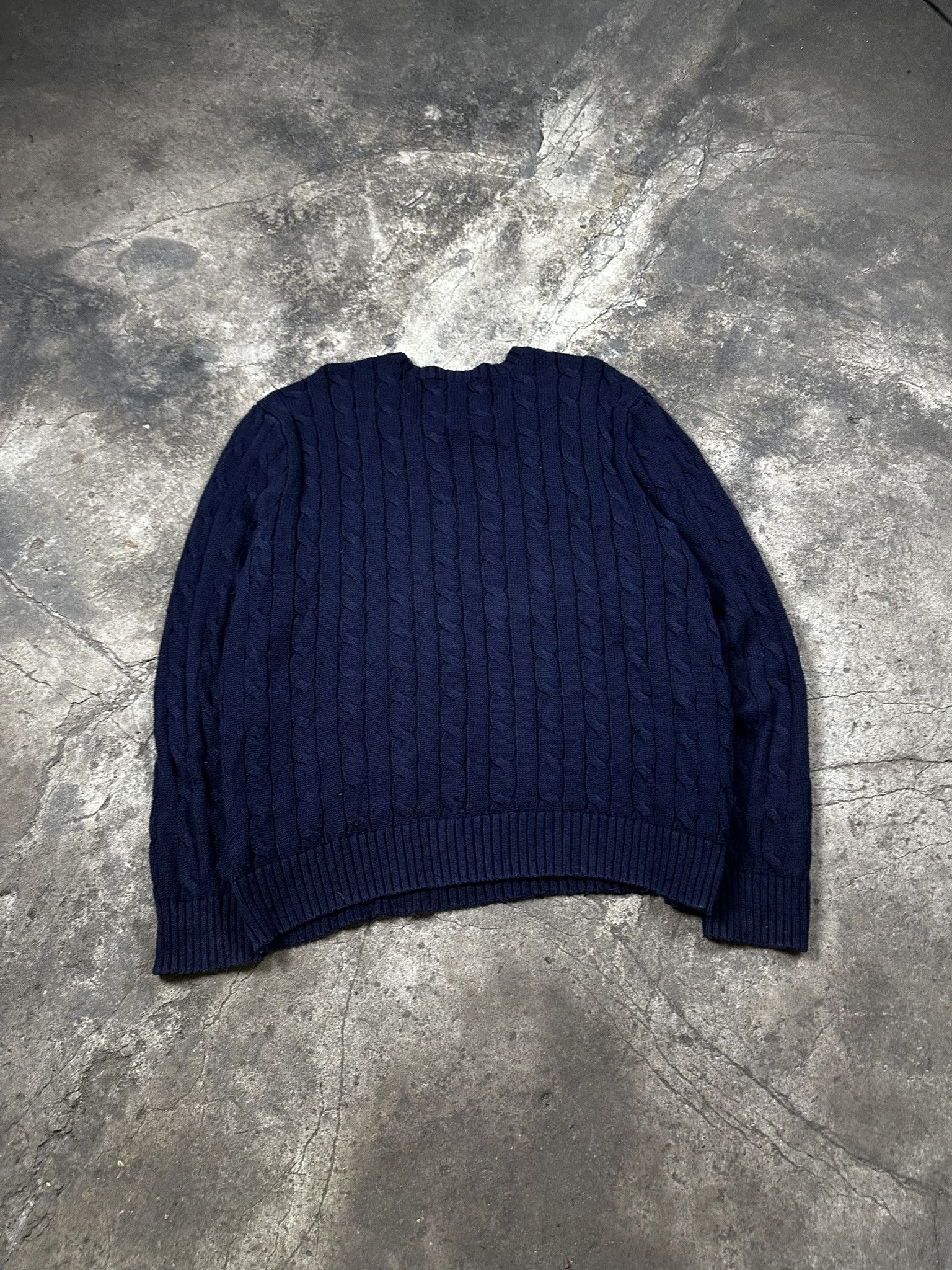 Polo Ralph Lauren Polo Ralph Lauren Cable Cotton Knit Sweater Navy Size US L / EU 52-54 / 3 - 4 Thumbnail