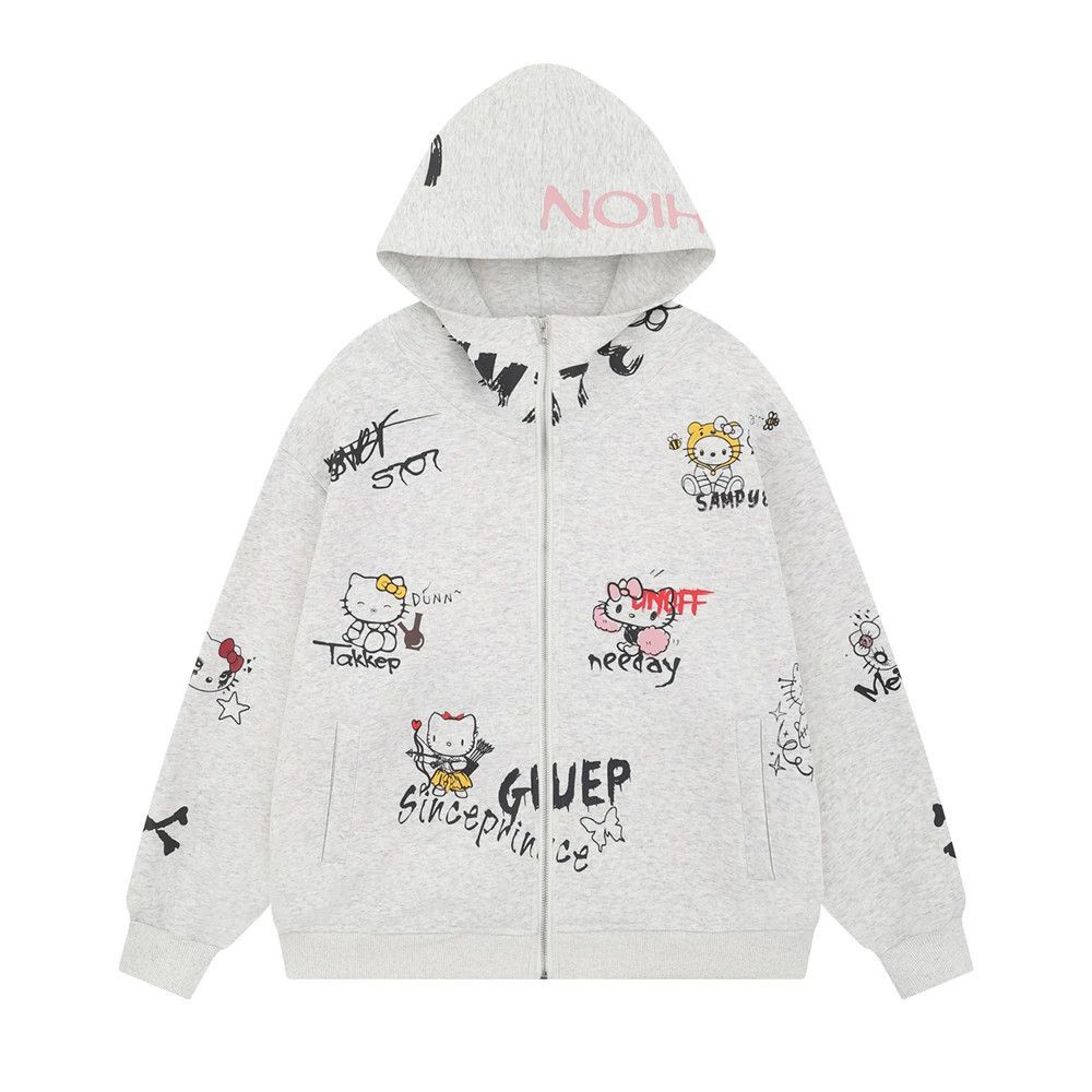 Vintage Men's loose casual cartoon Hello Kitty cardigan sweatshirt Size US M / EU 48-50 / 2 - 1 Thumbnail