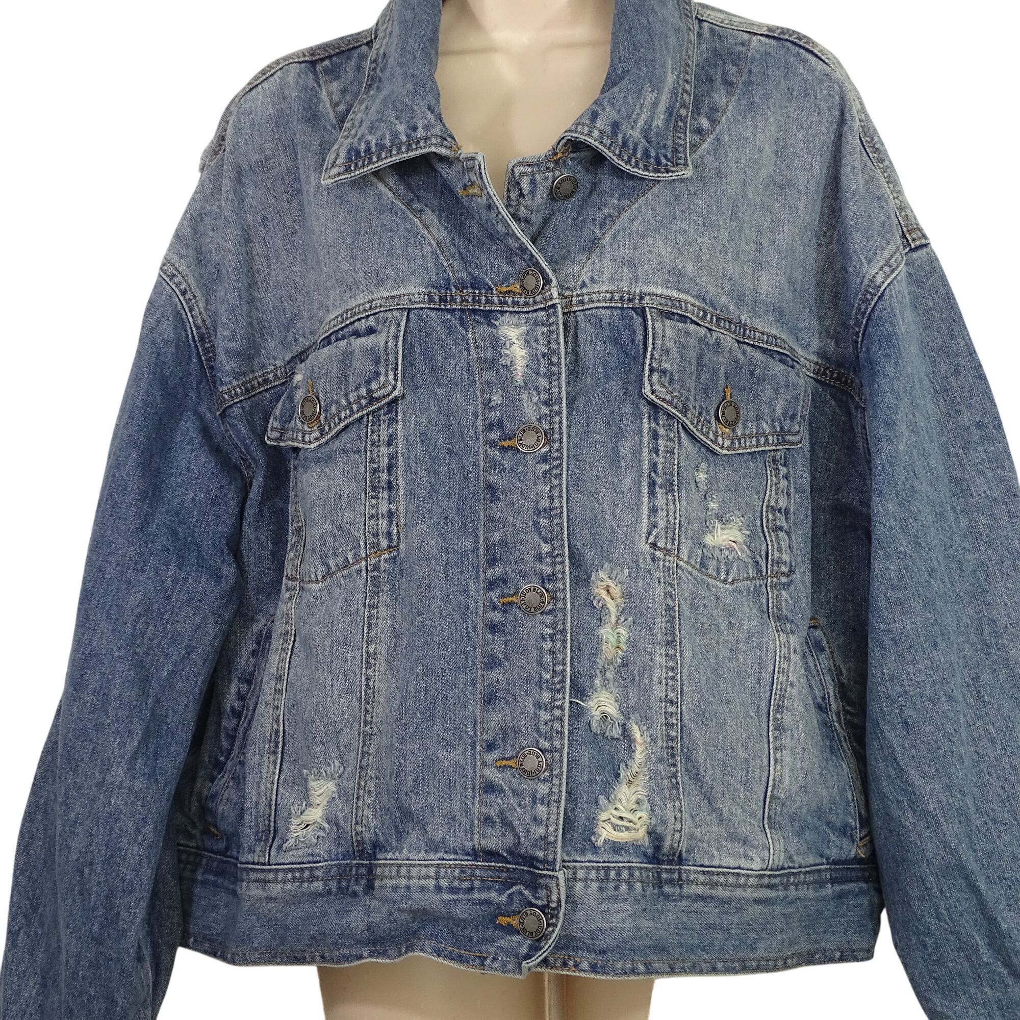 Judy Blue Judy Blue Distressed Ripped Denim Jacket Women Size 3XL Size 3XL / US 20-22 - 2 Thumbnail