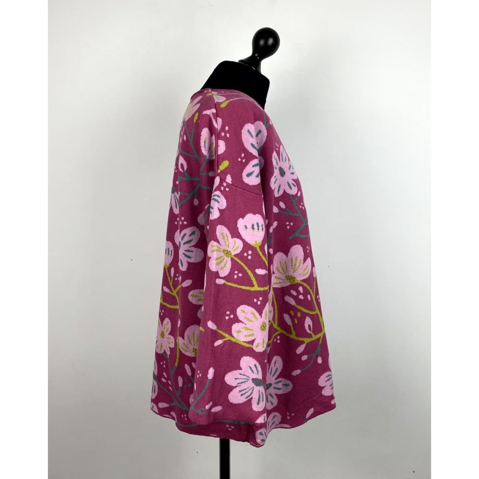 Vintage Gudrun Sjoden Jumper Tunic Shirt Womens L Pink Floral Knit Organic Cotton Boho Scandinavian Size L / US 10 / IT 46 - 2 Thumbnail