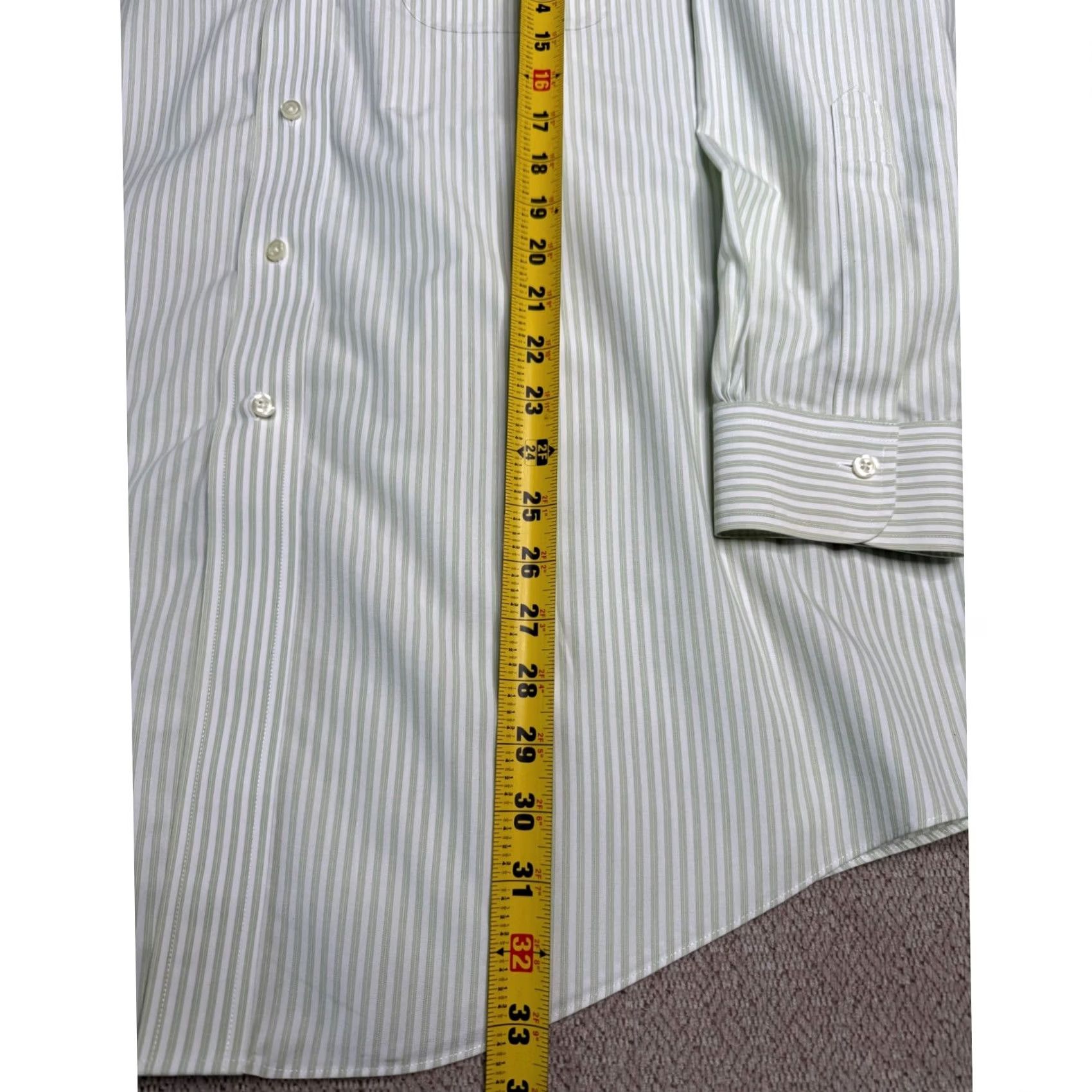 Brooks Brothers Brooks Brothers Mens Dress Shirt Button-Down Green Striped Traditional Fit 17.5-33 Long Sleeve Cotton Casual Business Mens 17.5 in Neck Size Slim? Size US XXL / EU 58 / 5 - 5 Thumbnail