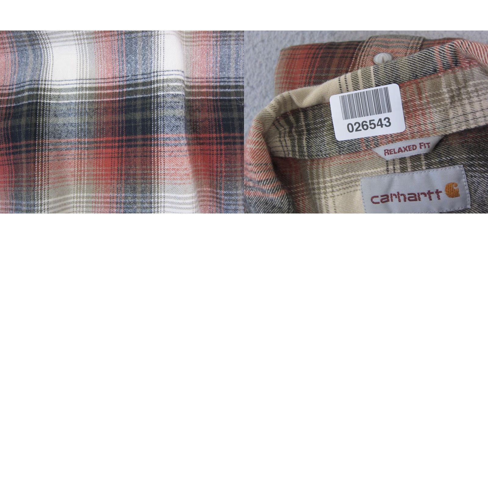 Carhartt VINTAGE Carhartt Shirt Adult XL Orange Black Plaid Snap Western Flannel Mens Size US XL / EU 56 / 4 - 9 Thumbnail