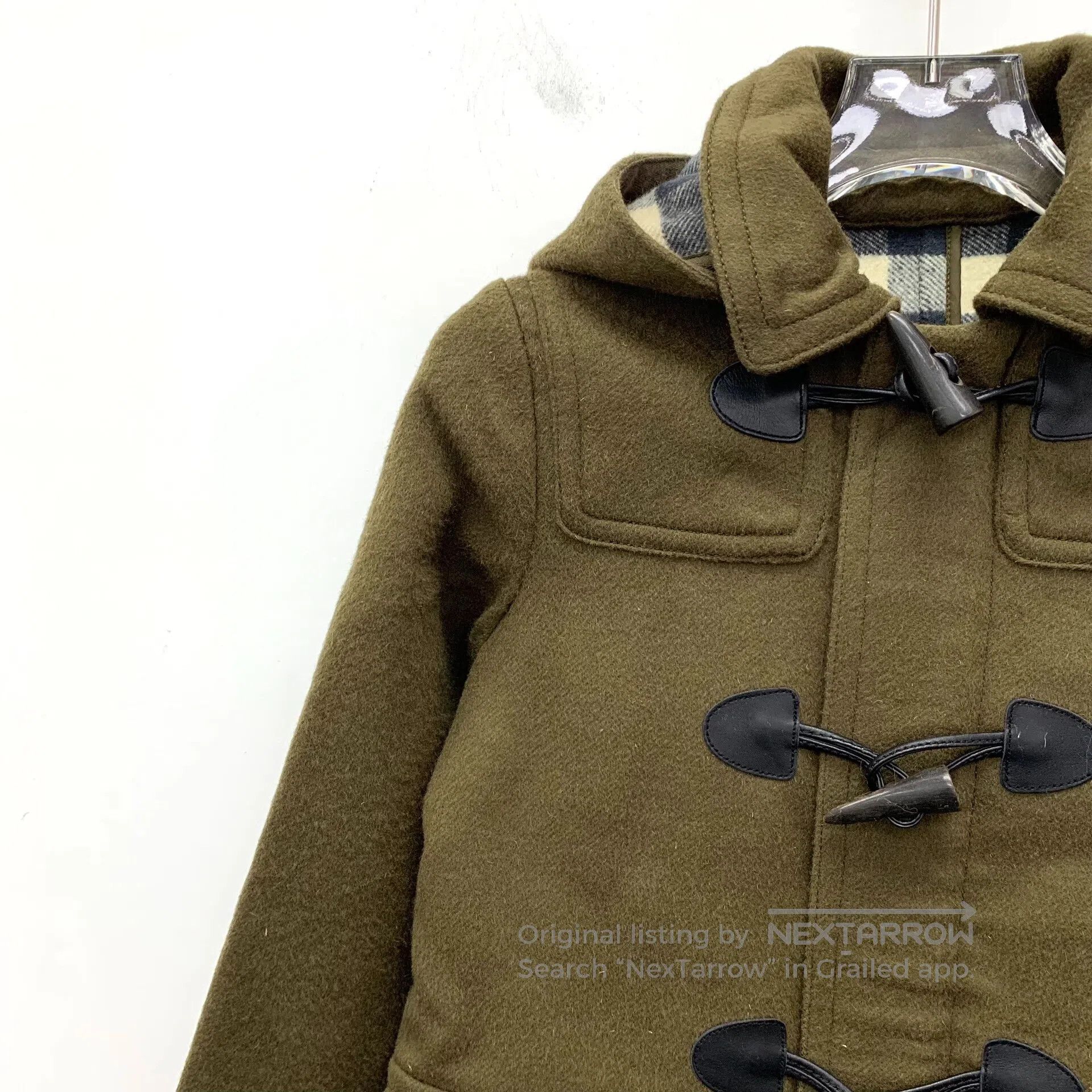 Burberry Burberry size 8y Dark green wool horn button hooded long-s Size US M / EU 48-50 / 2 - 3 Thumbnail