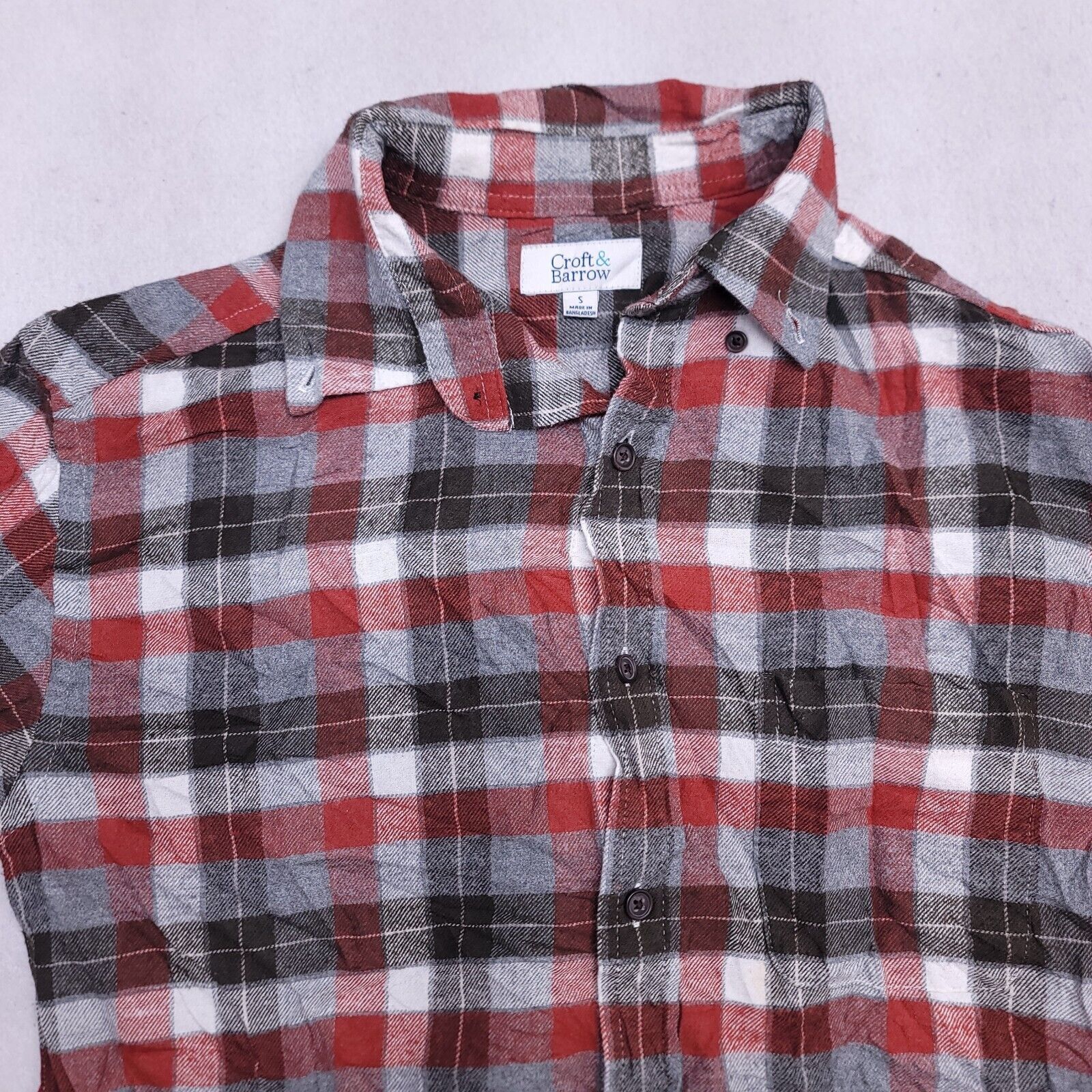 Croft & Barrow Croft & Barrow Gingham Flannel Shirt Mens Size S Gray Orange Size US S / EU 44-46 / 1 - 1 Thumbnail