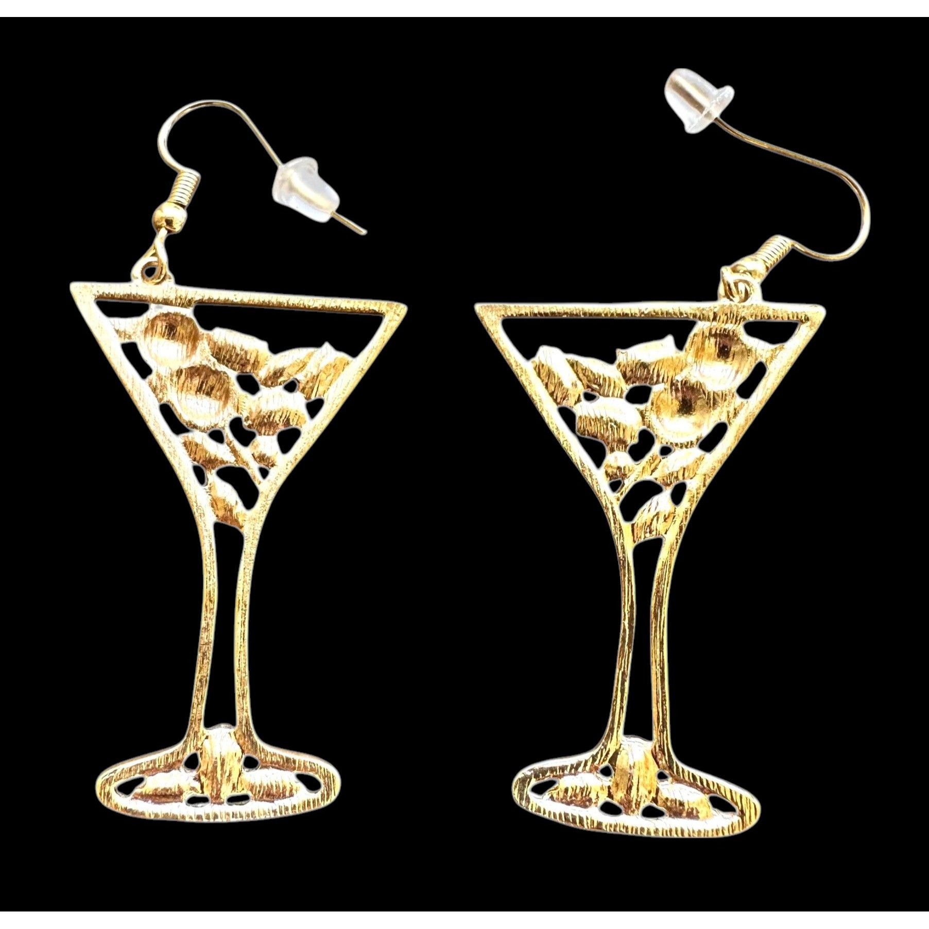Handmade Cocktail Drink Earrings Martini Rhinestones Cruise Beach Isl Size ONE SIZE - 12 Thumbnail