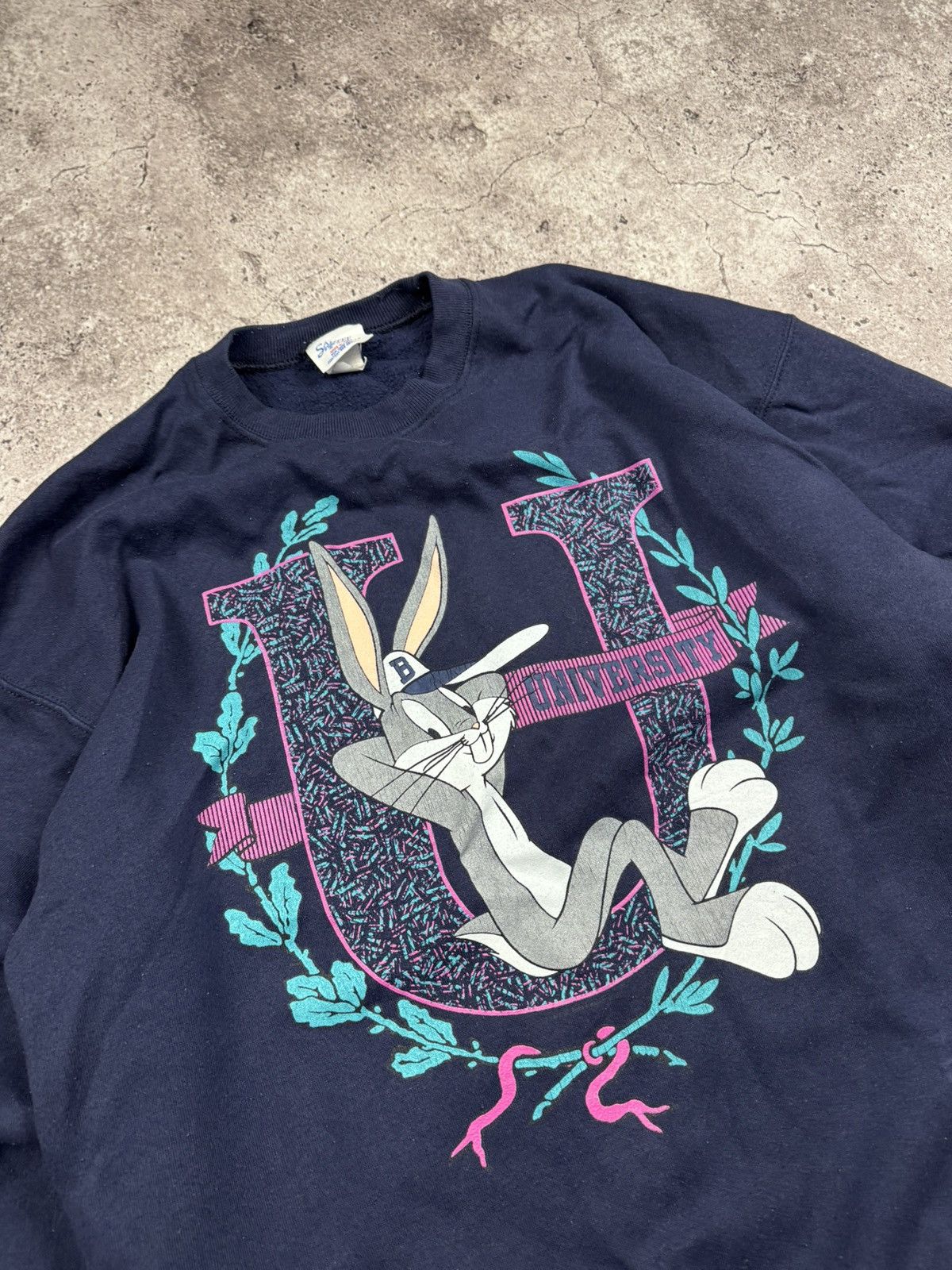 Warner Bros Bugs Bunny Sweatshirt VTG 90 Looney Tune Groovy Black Hoodie Size US XL / EU 56 / 4 - 2 Thumbnail