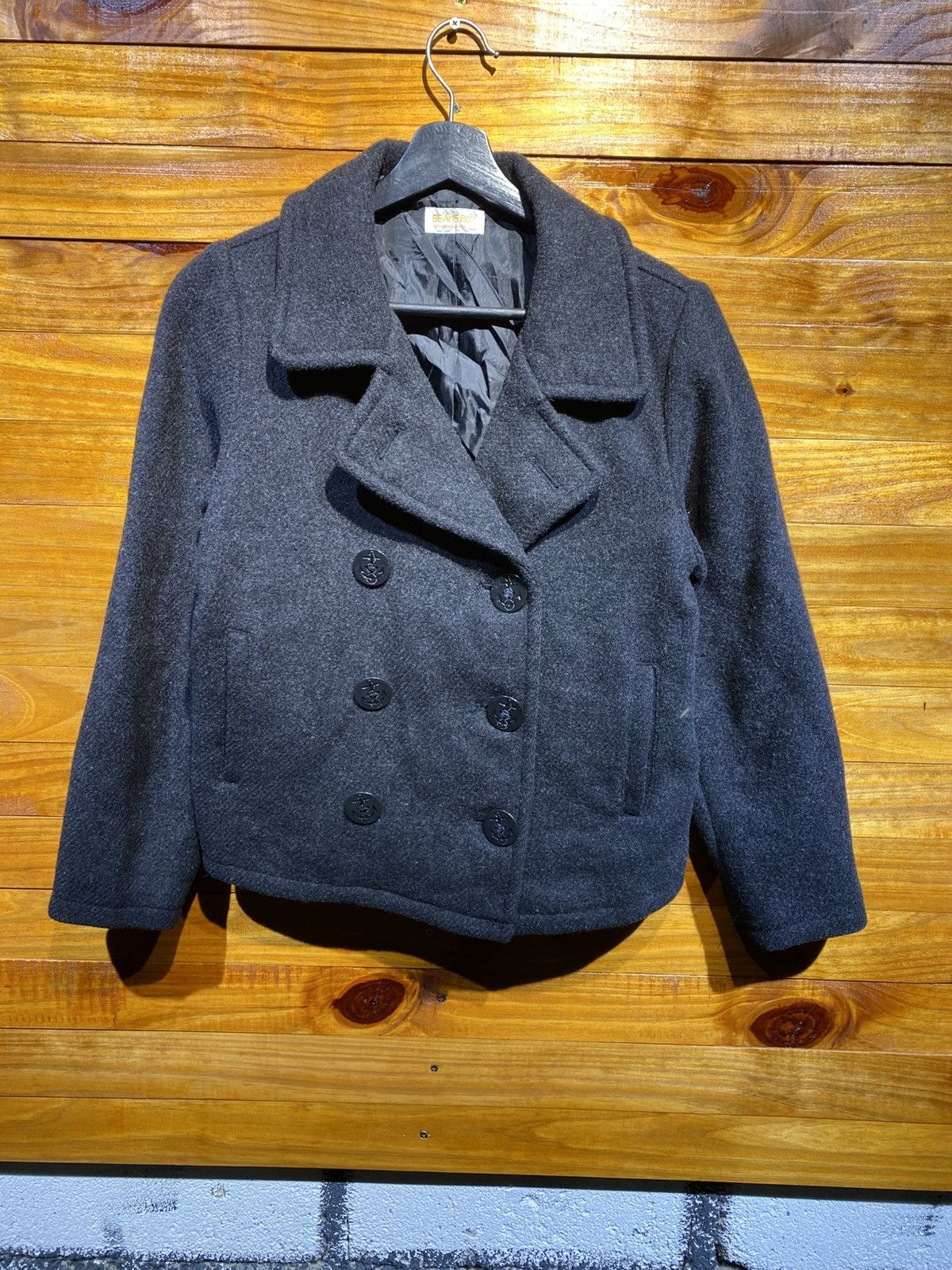 Beams Japan Vintage Beams Boy Pea Coat Wool Blend Dark Charcoal Grey Size S / US 4 / IT 40 - 3 Thumbnail