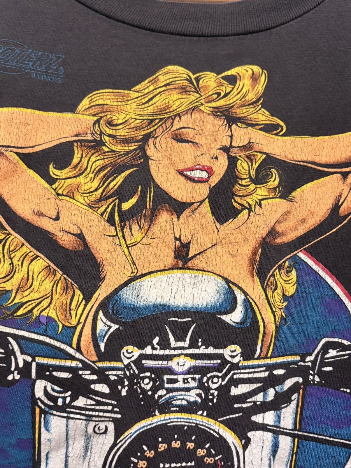 Vintage 90’s Harley Davidson Hard Ride Vintage Pin up Girl Tee Size US XL / EU 56 / 4 - 3 Thumbnail