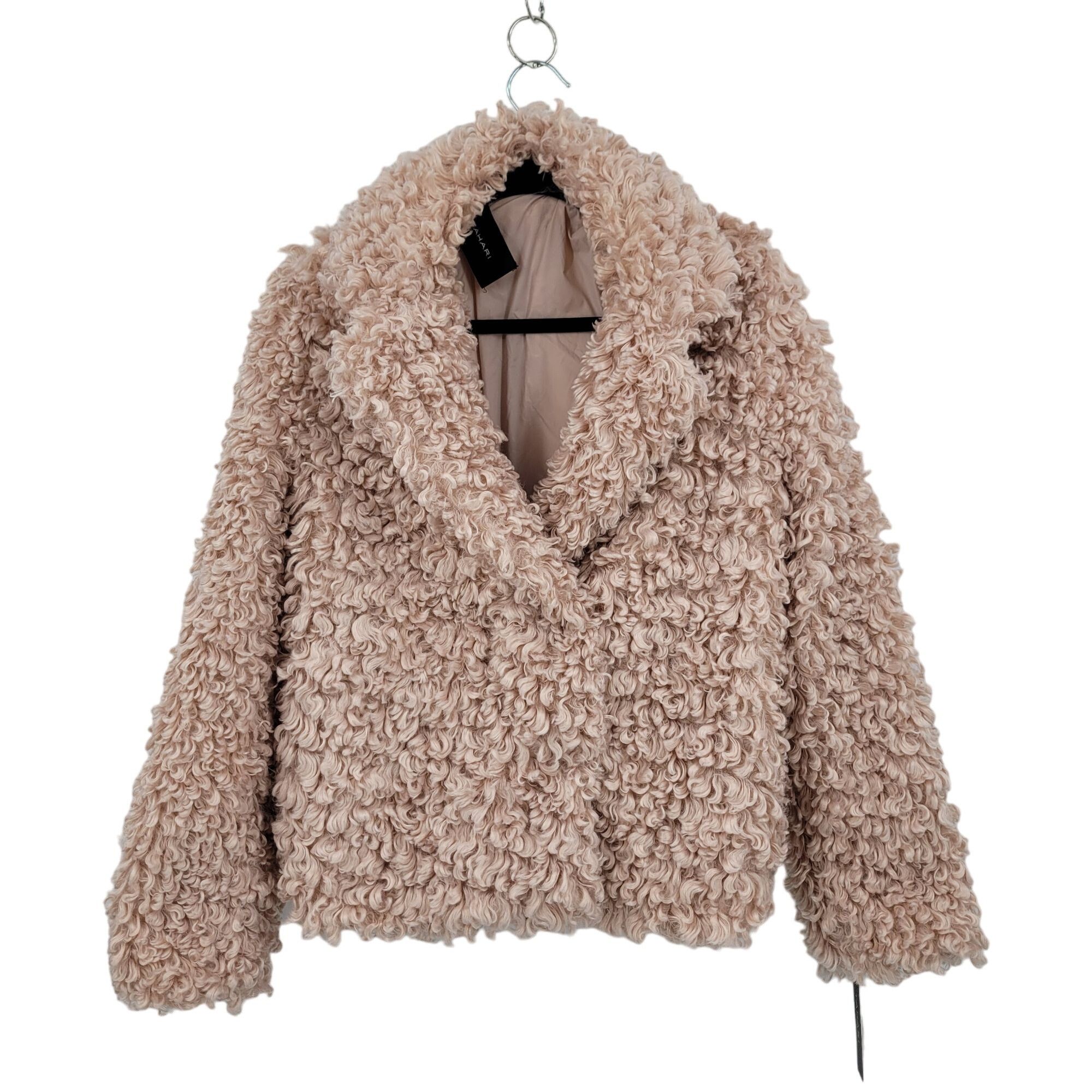 Designer Tahari Teddy Coat M Pink Vegan Faux Fur Curly Textured Jacke Size M / US 6-8 / IT 42-44 - 1 Thumbnail