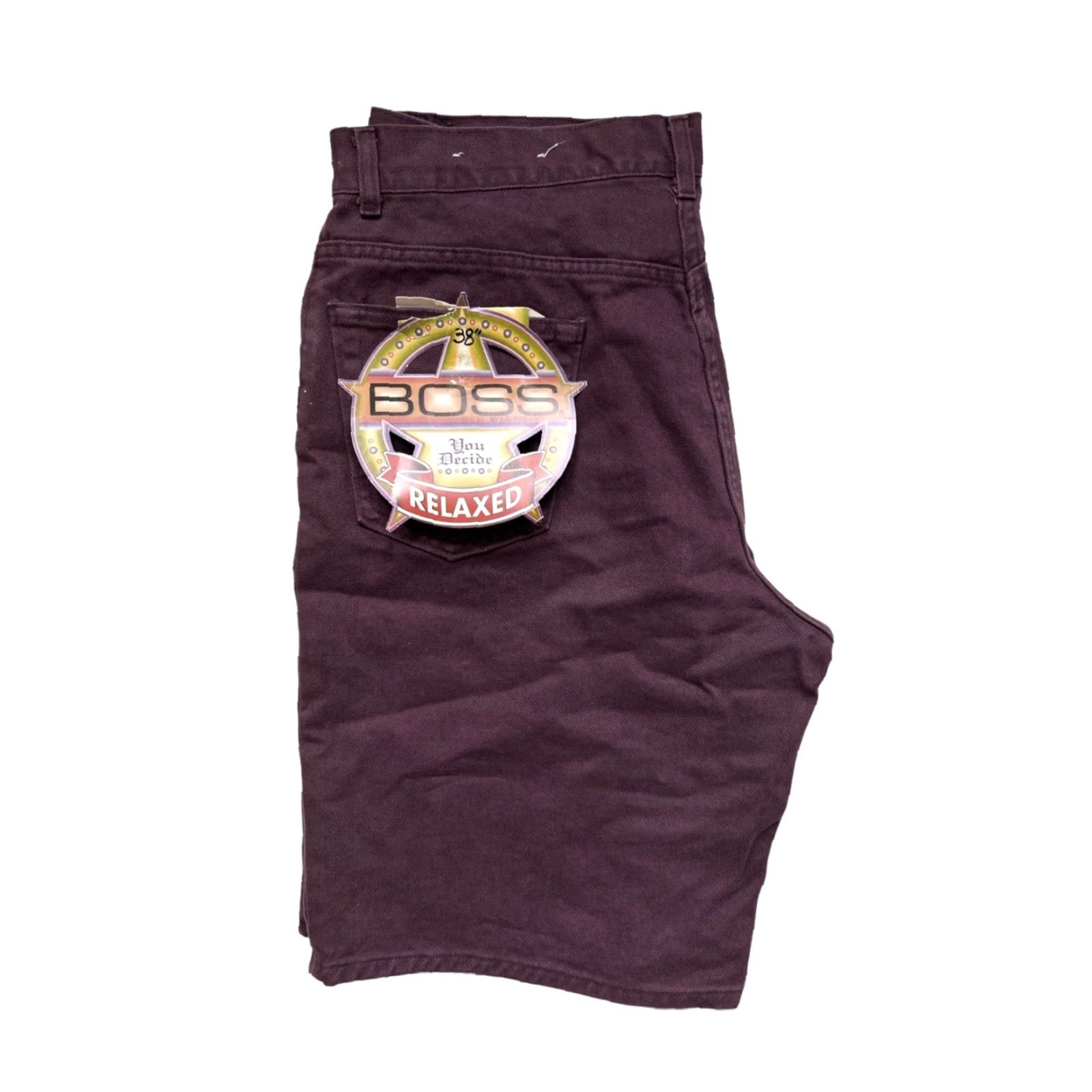 Vintage VINTAGE BOSS by IG design relaxed basic jean shorts Mens 38 Purple 90s USA NOS NWT, 12” rise, 11” inseam Size US 38 / EU 54 - 2 Thumbnail