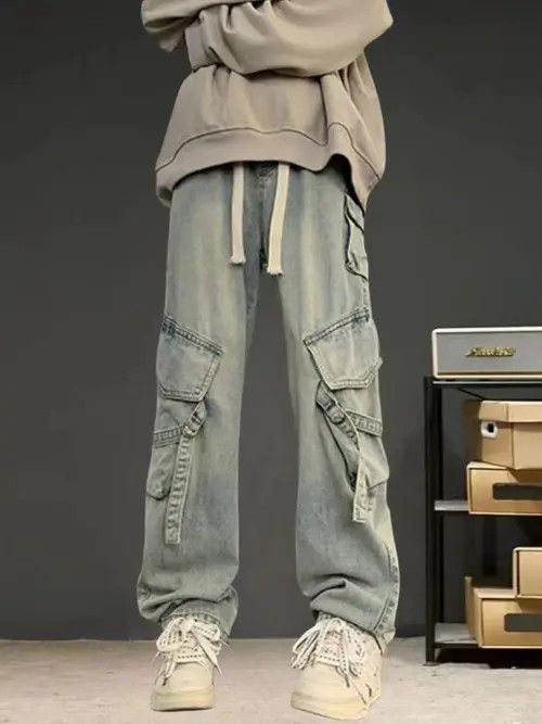 VIBE Multi Pocket Cargo Wide Leg Flare Jeans Size US 32 / EU 48 - 3 Thumbnail