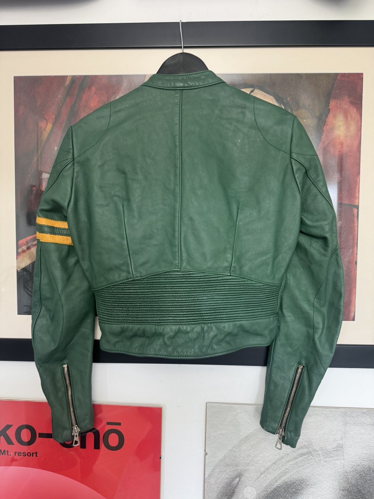 Vintage Vintage 90s Cropped Boxy Leather Racing Jacket Avant Garde Size M / US 6-8 / IT 42-44 - 3 Thumbnail