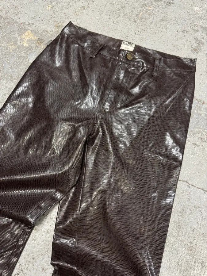 Designer × Moschino × Vintage 2000s Moschino Brown Snake Effect Pants Size US 28 / EU 44 - 6 Thumbnail