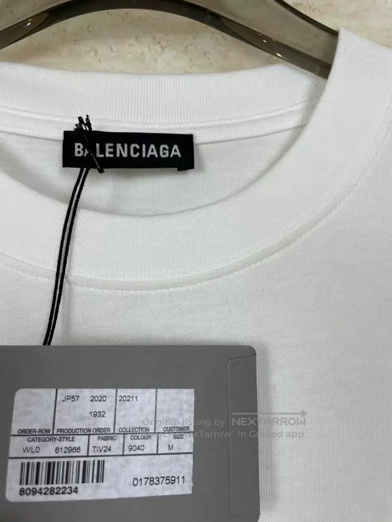 Balenciaga Balenciaga White Crew Print Short Sleeve Size US M / EU 48-50 / 2 - 6 Thumbnail