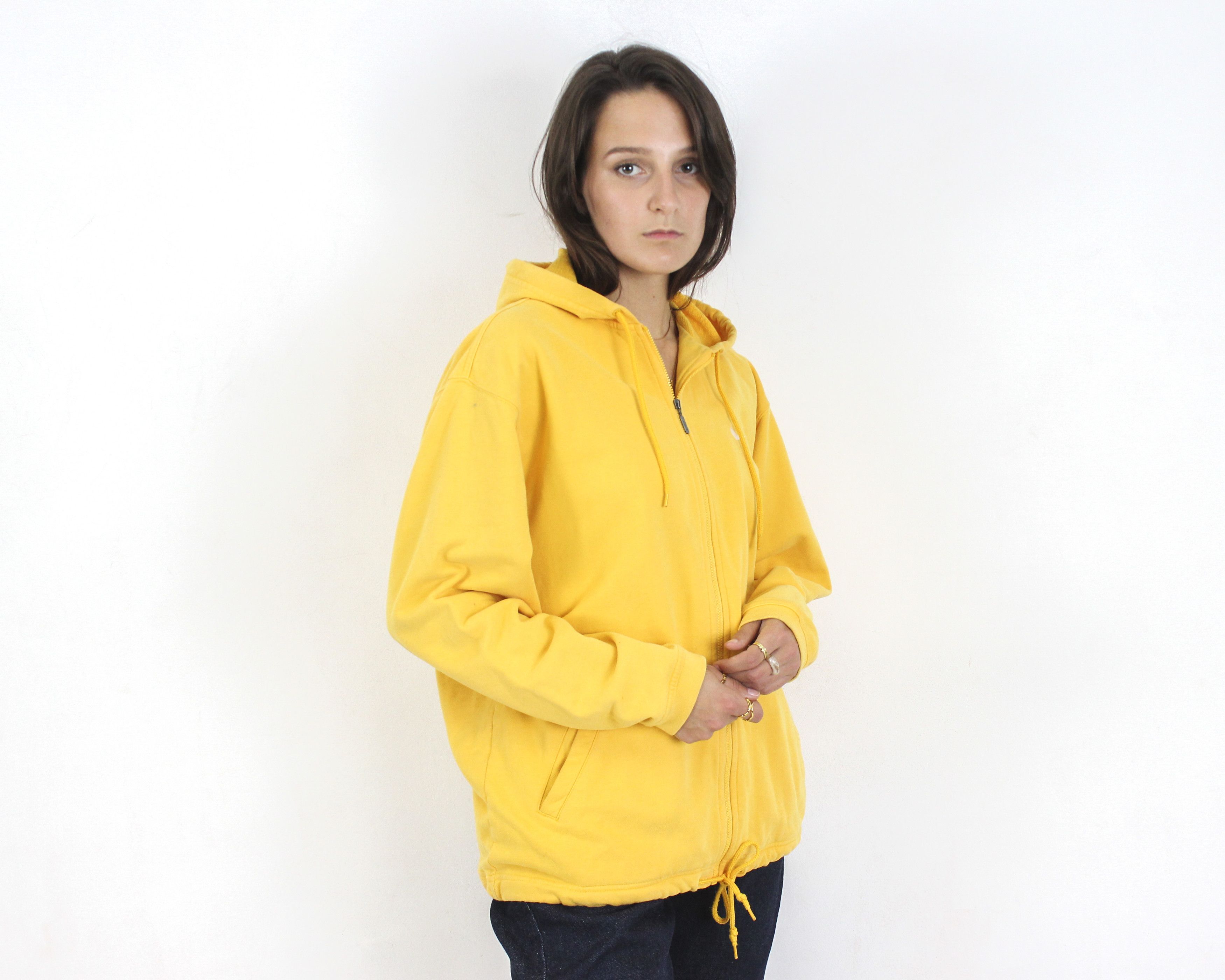 Nike × Vintage y2k Women S zip Hoodie Jumper Sweatshirt Uni Jacket Yellow Size S / US 4 / IT 40 - 4 Thumbnail