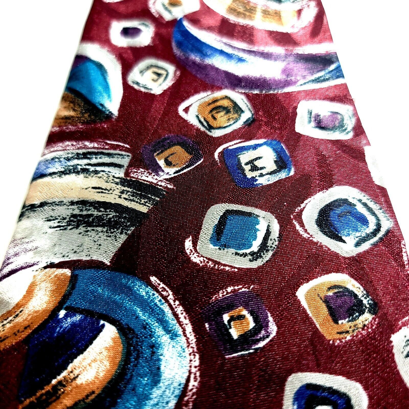 Designer Alexander Lloyd Boston Red Teal Abstract Print Polyester Lon Size ONE SIZE - 2 Thumbnail