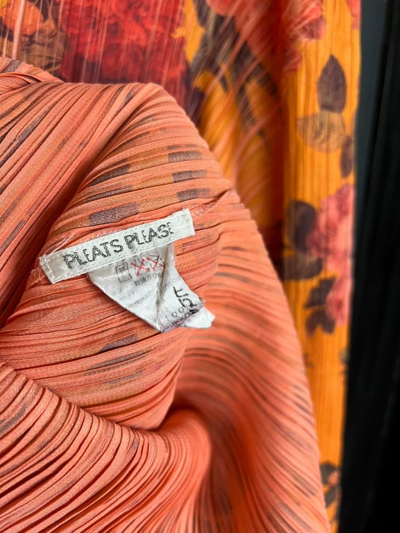 Issey Miyake Issey Miyake Orange floral pleated long-sleeved shirt Size M / US 6-8 / IT 42-44 - 4 Thumbnail