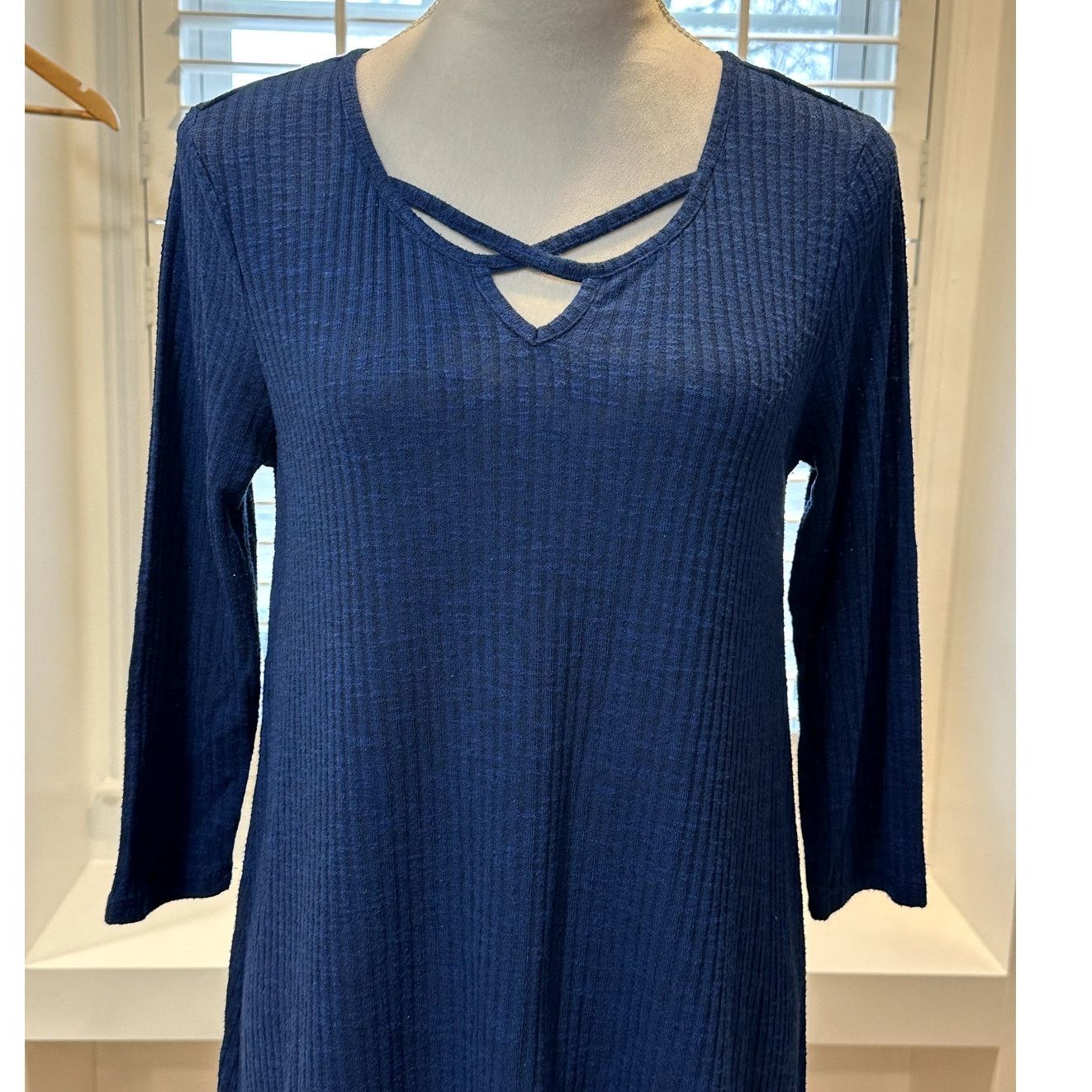 Other New Direction Women's Dark Blue Ribbed Long Sleeve Tunic S Size S / US 4 / IT 40 - 2 Thumbnail