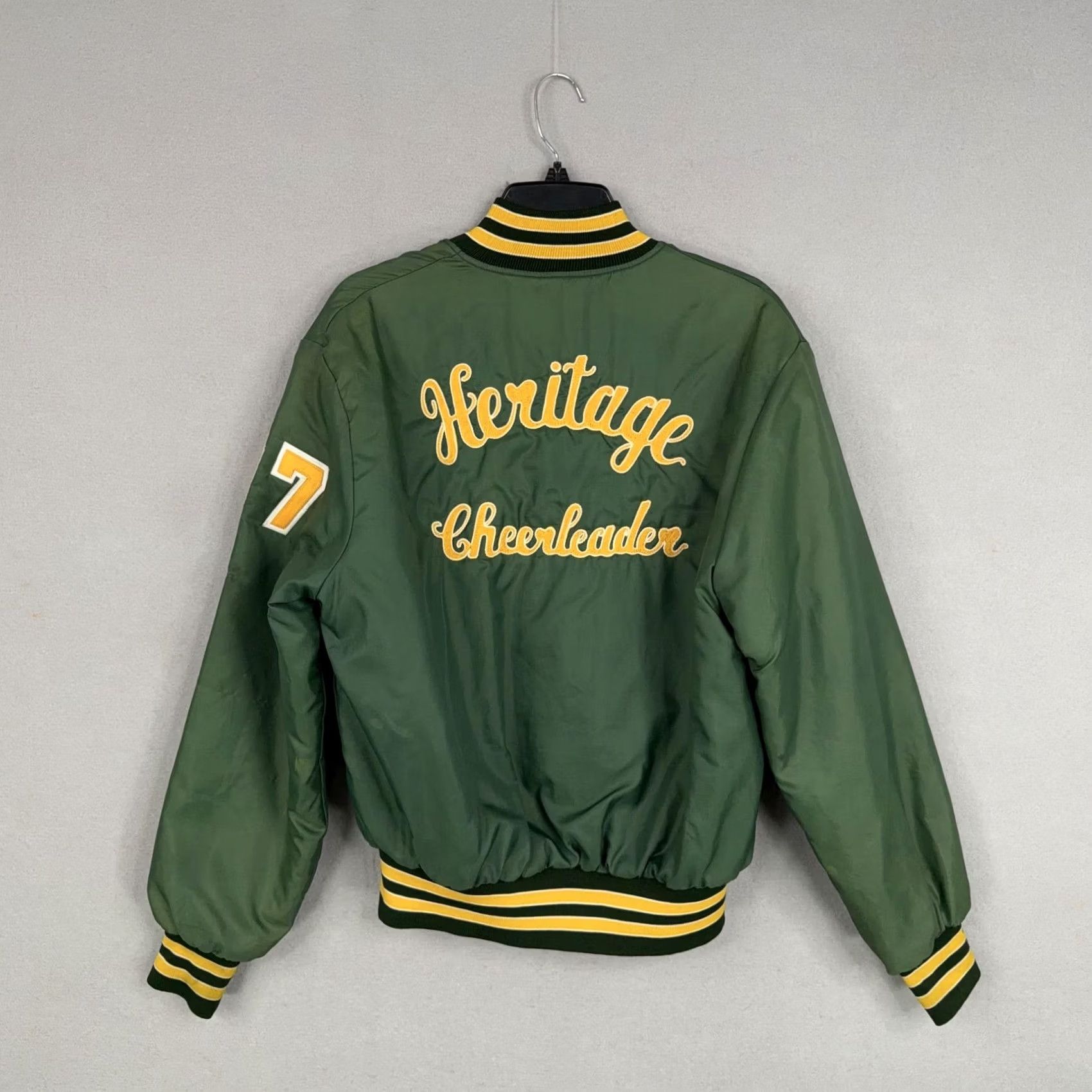 Holloway VINTAGE Holloway Varsity Jacket Womens Medium Green 90s Heritage Cheerleader Embroidered Pockets Snaps Size M / US 6-8 / IT 42-44 - 2 Thumbnail