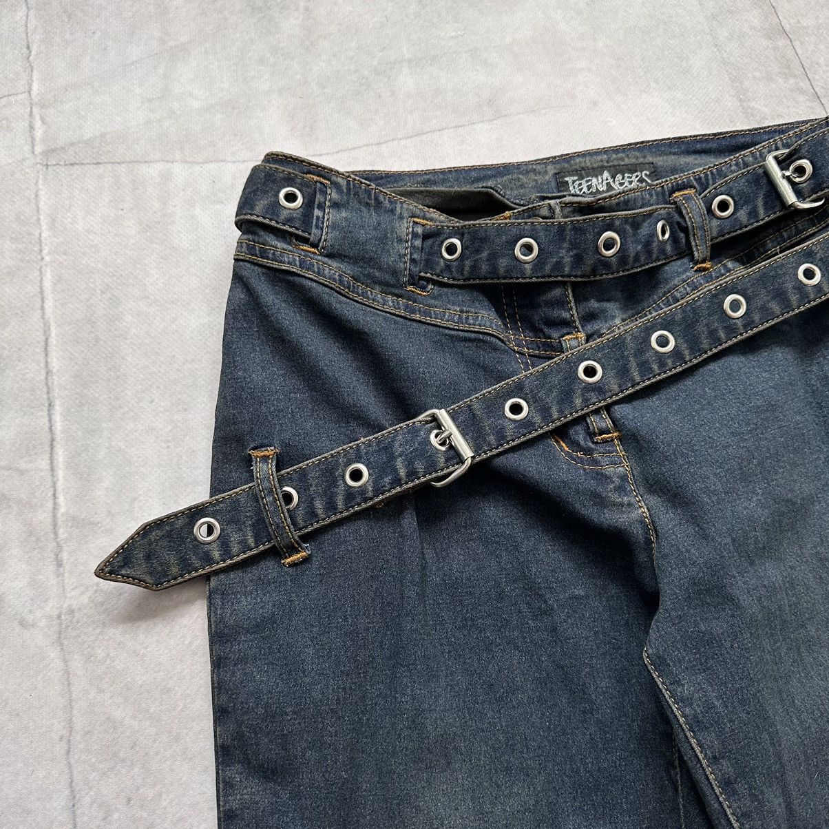 20471120 Bondage Flared Eyelets Belt Studded Punk Jeans LGB If Six Size 26" / US 2 / IT 38 - 3 Thumbnail