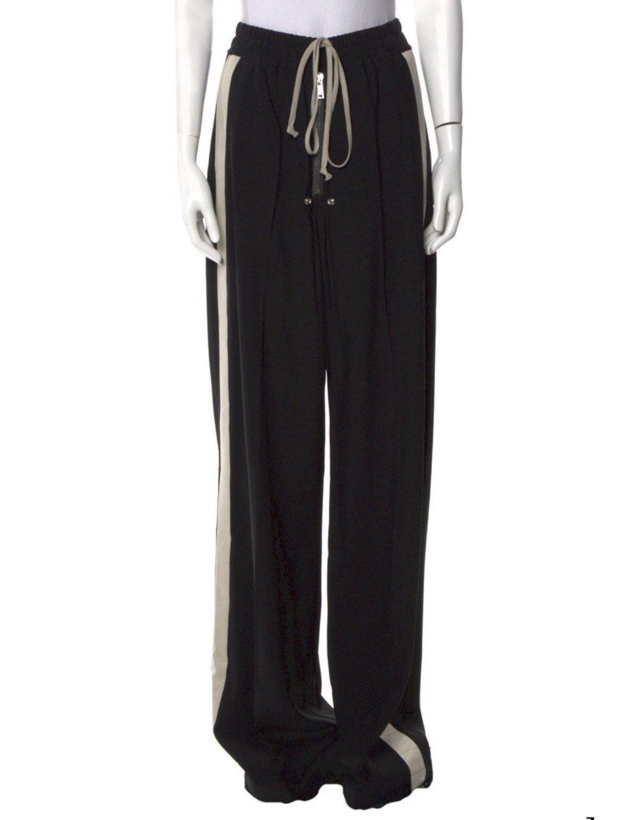 Rick Owens Rick Owens Geth Belas Wide Leg Trousers in 0908 Black/Pearl Size US 27 - 1 Thumbnail