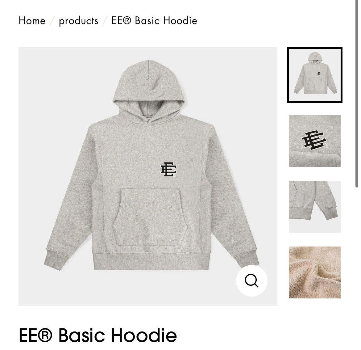 image of Eric Emanuel Basic Hoodie/grey, Men's (Size Large)