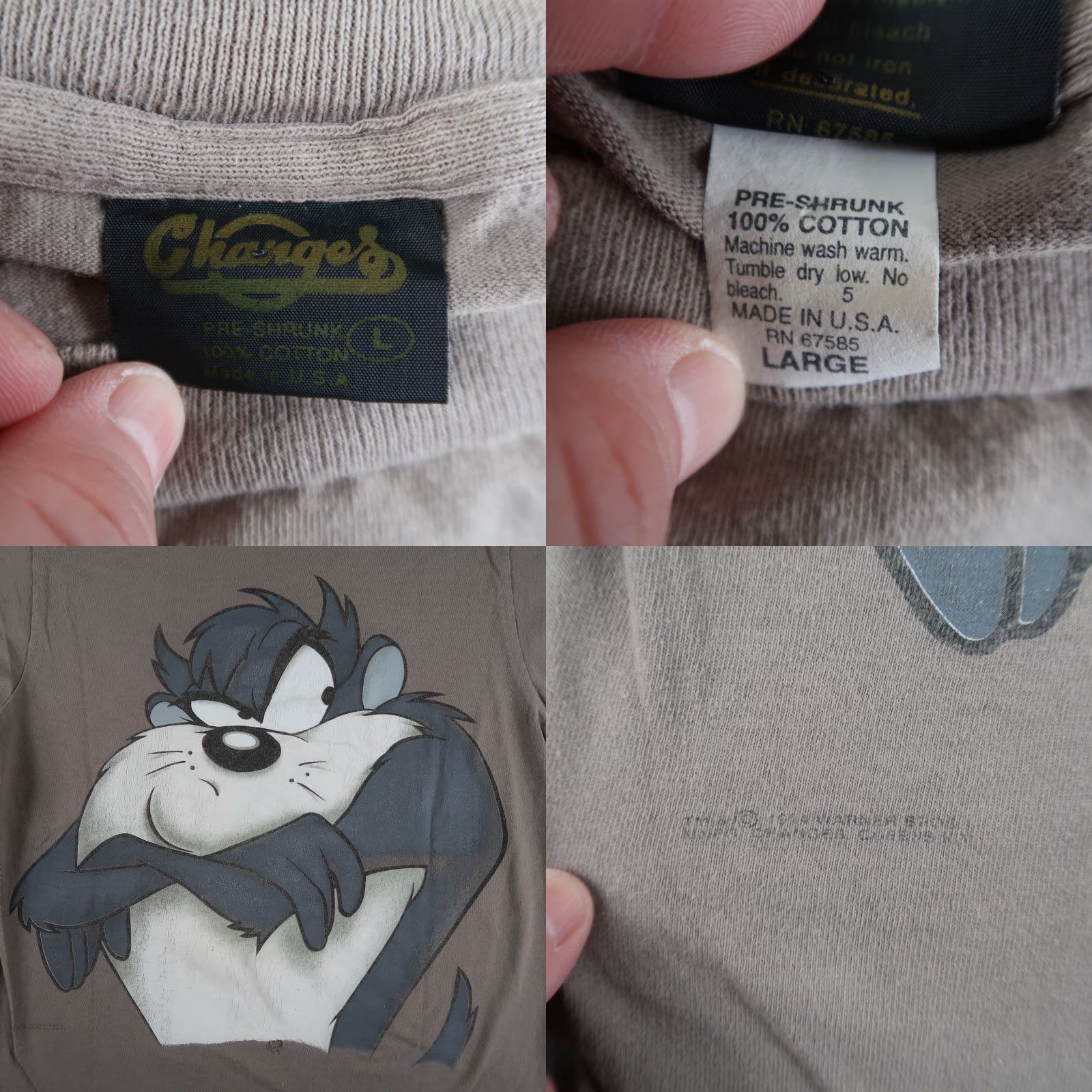 Vintage VTG 90s Tasmanian Devil Looney Tunes Taz Wear T-Shirt L Mens Brown Cotton Crew Neck Short Sleeve Graphic Print Thrashed Vintage 1990s 90s Size US L / EU 52-54 / 3 - 8 Thumbnail