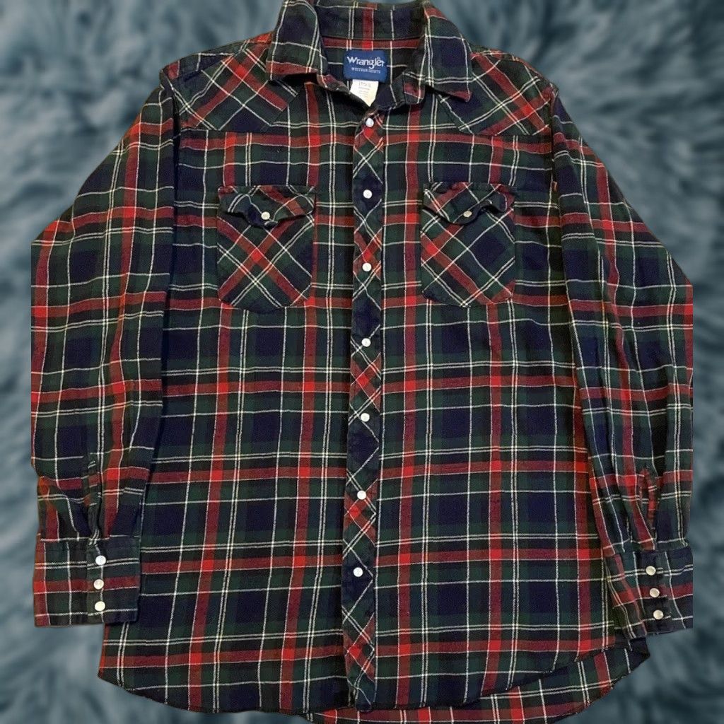 Wrangler VINTAGE Wrangler Pearl Snap Shirt L Women Green Plaid 90s Cowboy Grunge Western Biker Retro Riding Trucker Size L / US 10 / IT 46 - 1 Thumbnail