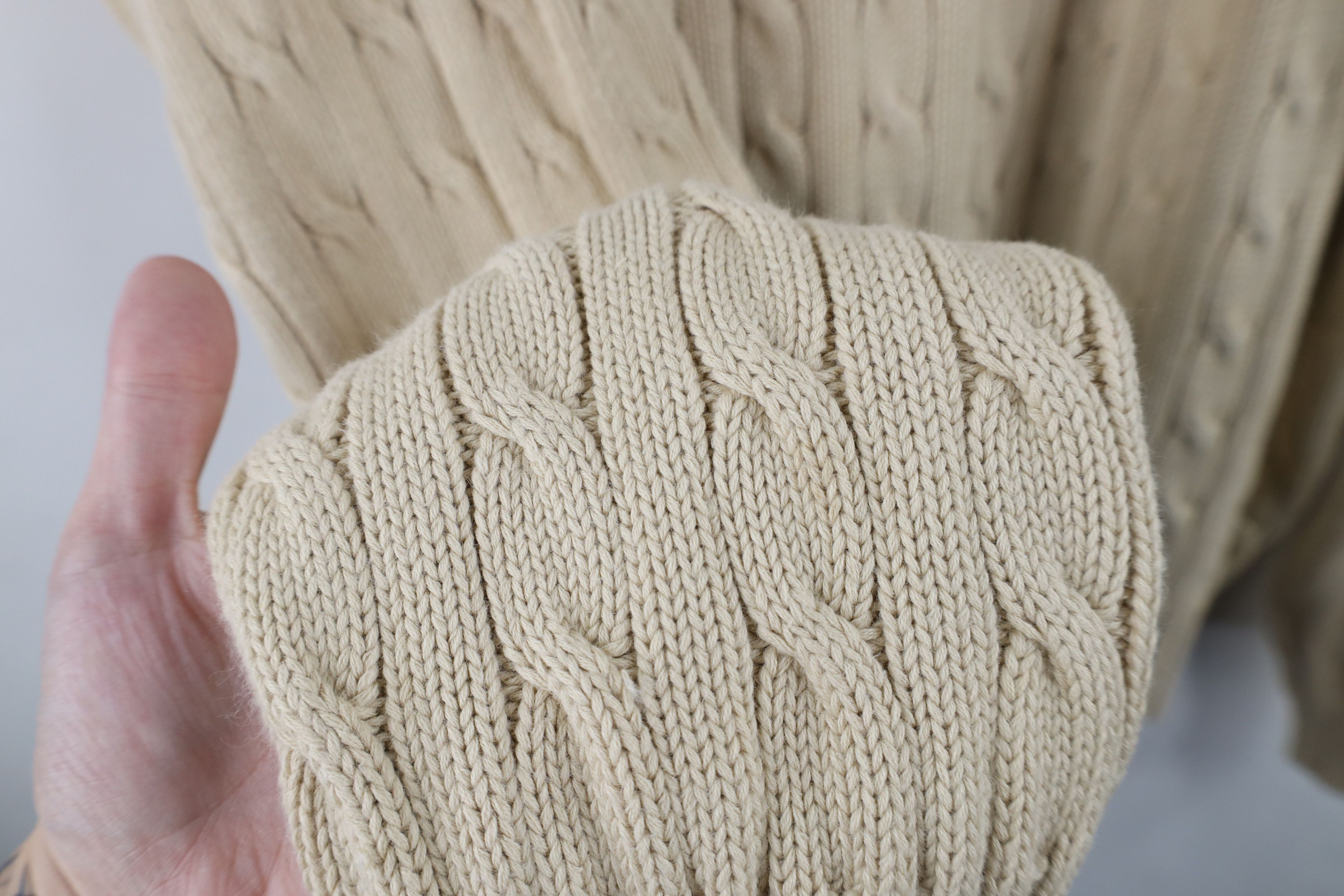Ralph Lauren Vintage 90s Ralph Lauren Cotton Cable Knit Sweater Beige Size US XXL / EU 58 / 5 - 9 Thumbnail