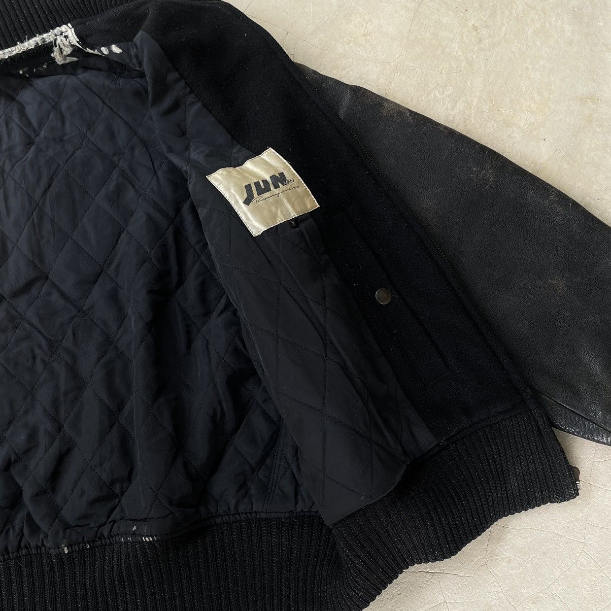 Issey Miyake JunMen By Jun Takahashi Sleeve Leather Varsity Bomber Jacket Size US M / EU 48-50 / 2 - 16 Thumbnail