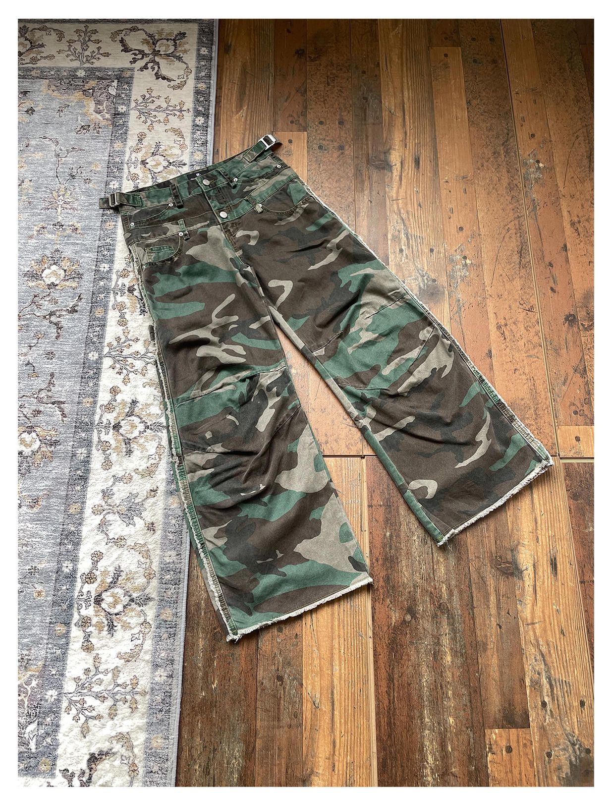 Camouflage Wide Leg Cargo Pants Loose Fit Utility Pants