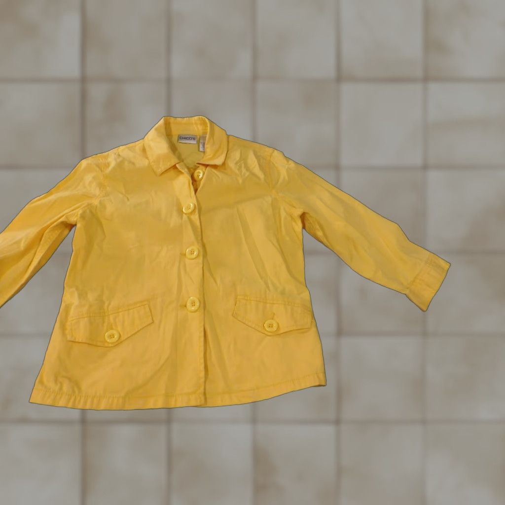 Vintage Chicos Jacket Yellow Womens 0 Basic Lightweight Cotton Knit Button Zip Casual Collar Fall Regular Womens Size XS / US 0-2 / IT 36-38 - 1 Thumbnail