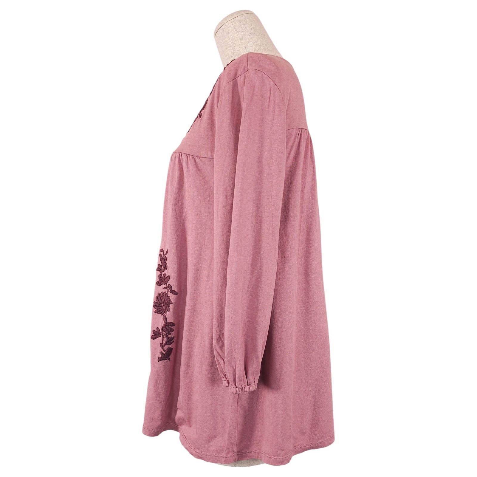 Other Garnet Hill Folkloric Embroidered Cotton Tee Mauve Pink M Size M / US 6-8 / IT 42-44 - 4 Thumbnail