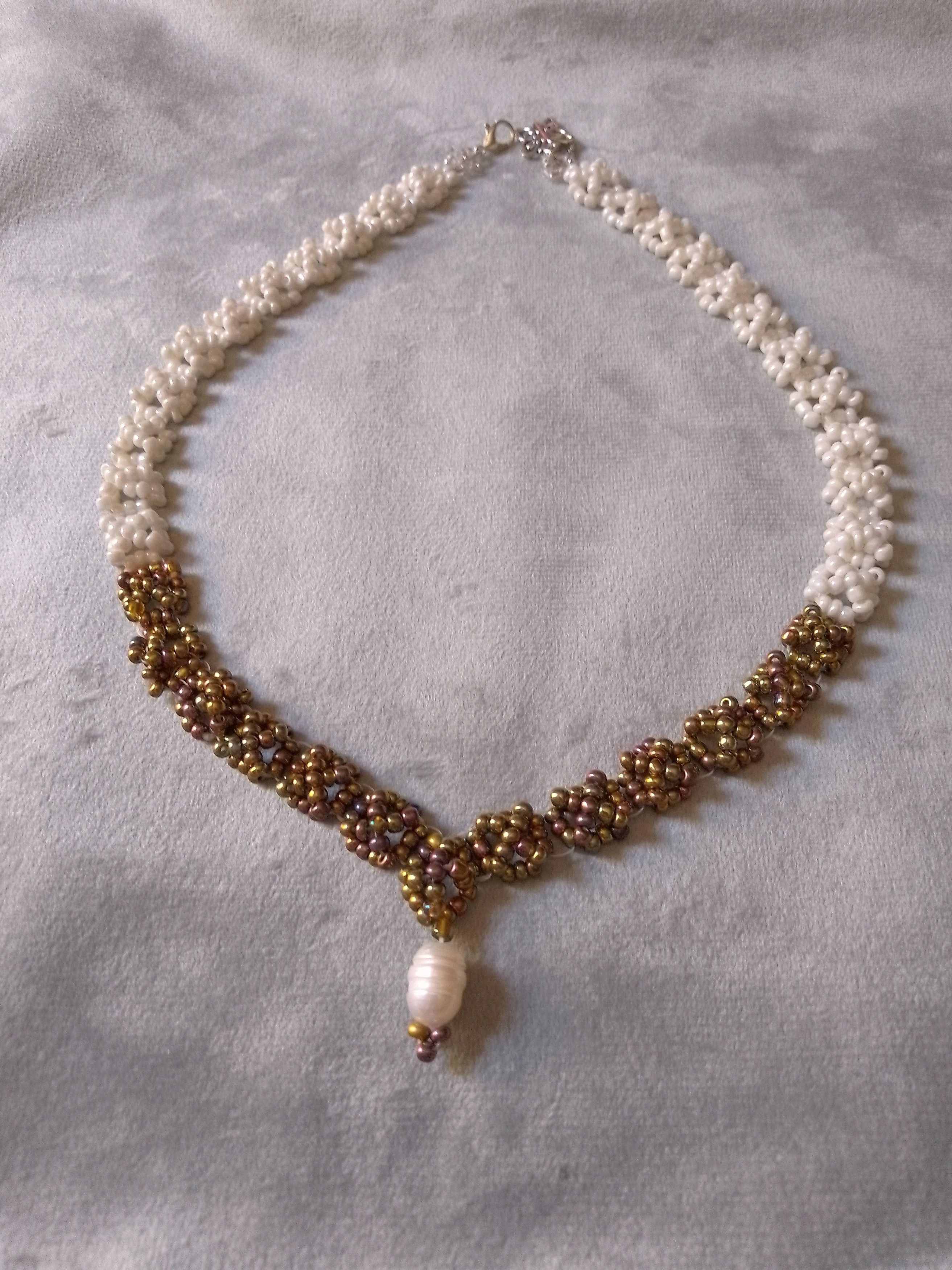 Handmade Elegant necklace natural freshwater pearls Golden Ivory Size ONE SIZE - 1 Thumbnail