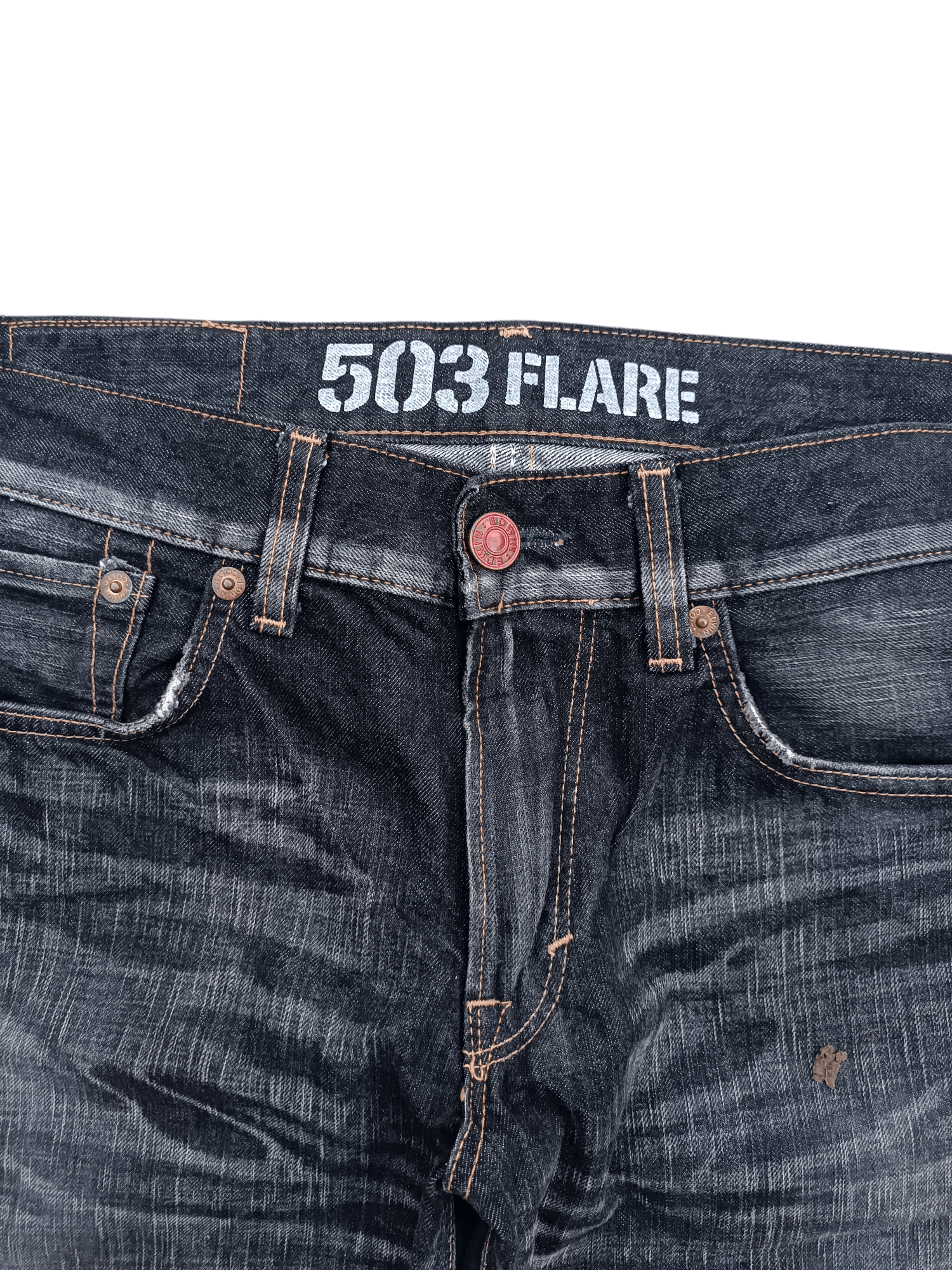 Edwin EDWIN 503 FLARE FADED & RUSTY PUNK STYLE WHISKERS DENIM Size US 34 / EU 50 - 7 Thumbnail