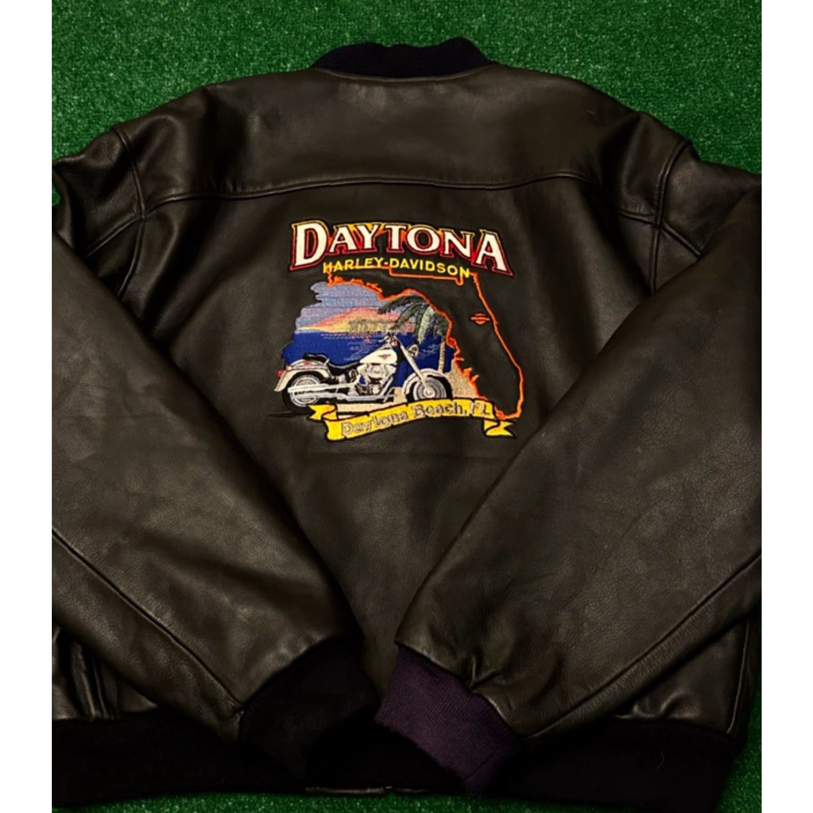 Harley Davidson VINTAGE Harley-Davidson Leather Jacket Daytona Beach Mens 2XL Biker Black Zip Size US XXL / EU 58 / 5 - 2 Thumbnail