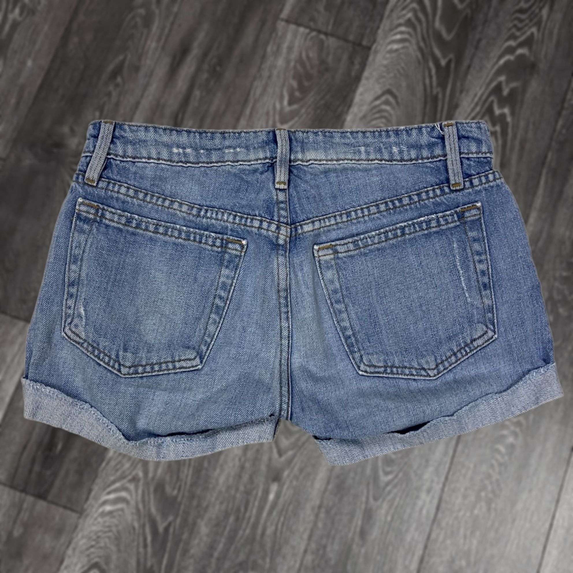 Frame VINTAGE FRAME Le Grand Garcon Denim Jean Shorts Women Size 24 Blue Distressed LGGJSR207 Size 42" / US 20 - 1 Thumbnail