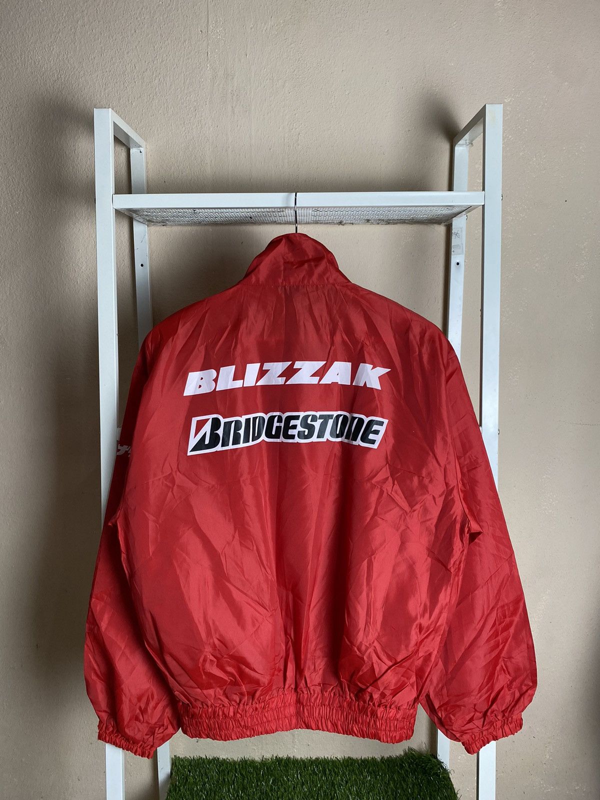 image of Racing x Vintage Bridgestone Blizzak 100% Nylon Jacket in Red, Men's (Size Medium)