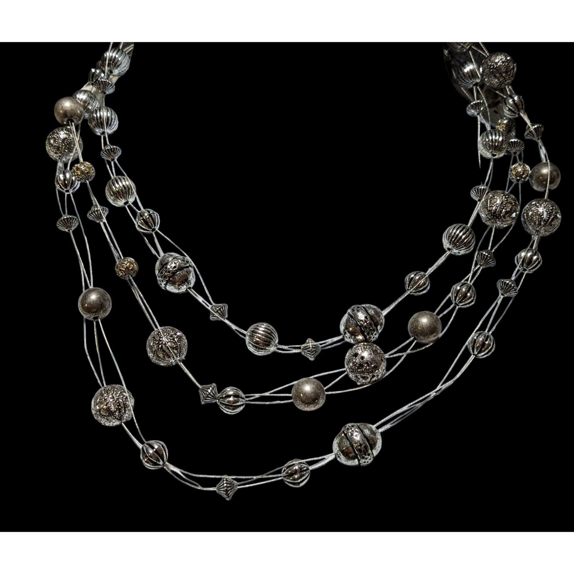 Other Silver Beaded Floating Necklace Size ONE SIZE - 3 Thumbnail