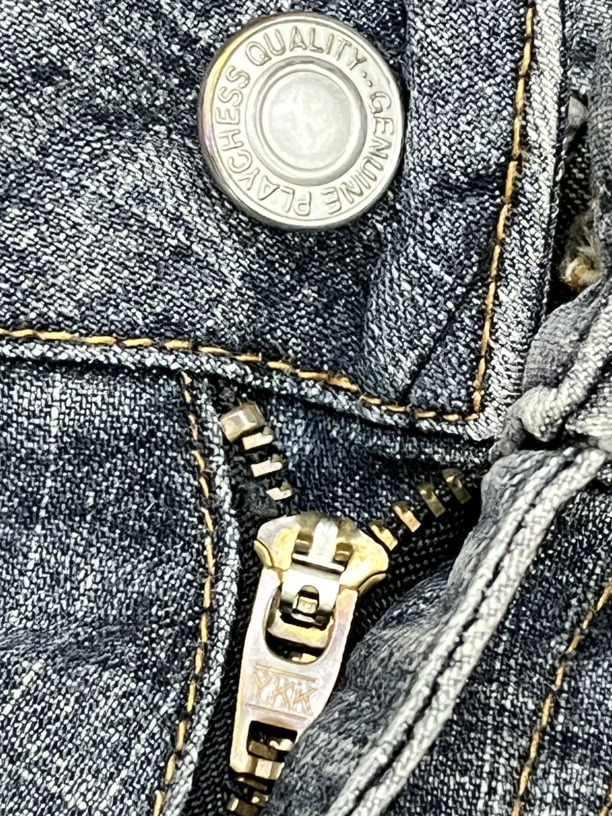 Fragment Design Vintage PLAYCHESS Japan Grunge Cross Bondage Flare Denim Size 29" - 9 Thumbnail