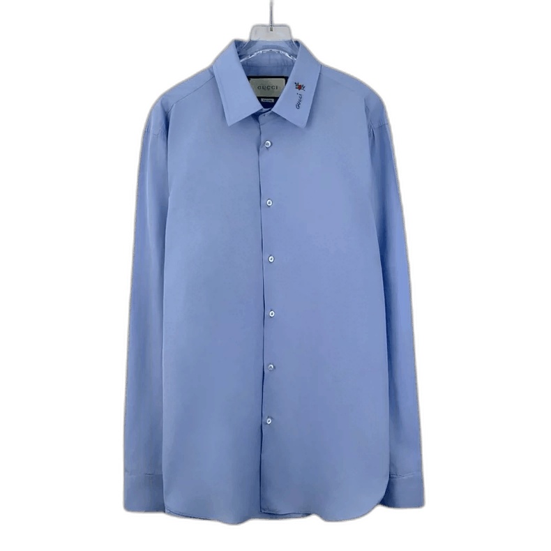 Gucci Gucci Blue Long Sleeve Cotton Shirt-yf Size US L / EU 52-54 / 3 - 1 Thumbnail