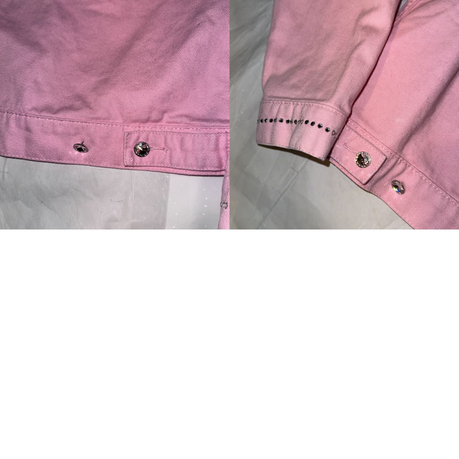 Denime Christine Alexander Pink Rhinestone Denim Jacket Size Small Gemstone Accents Women Size S / US 4 / IT 40 - 8 Thumbnail