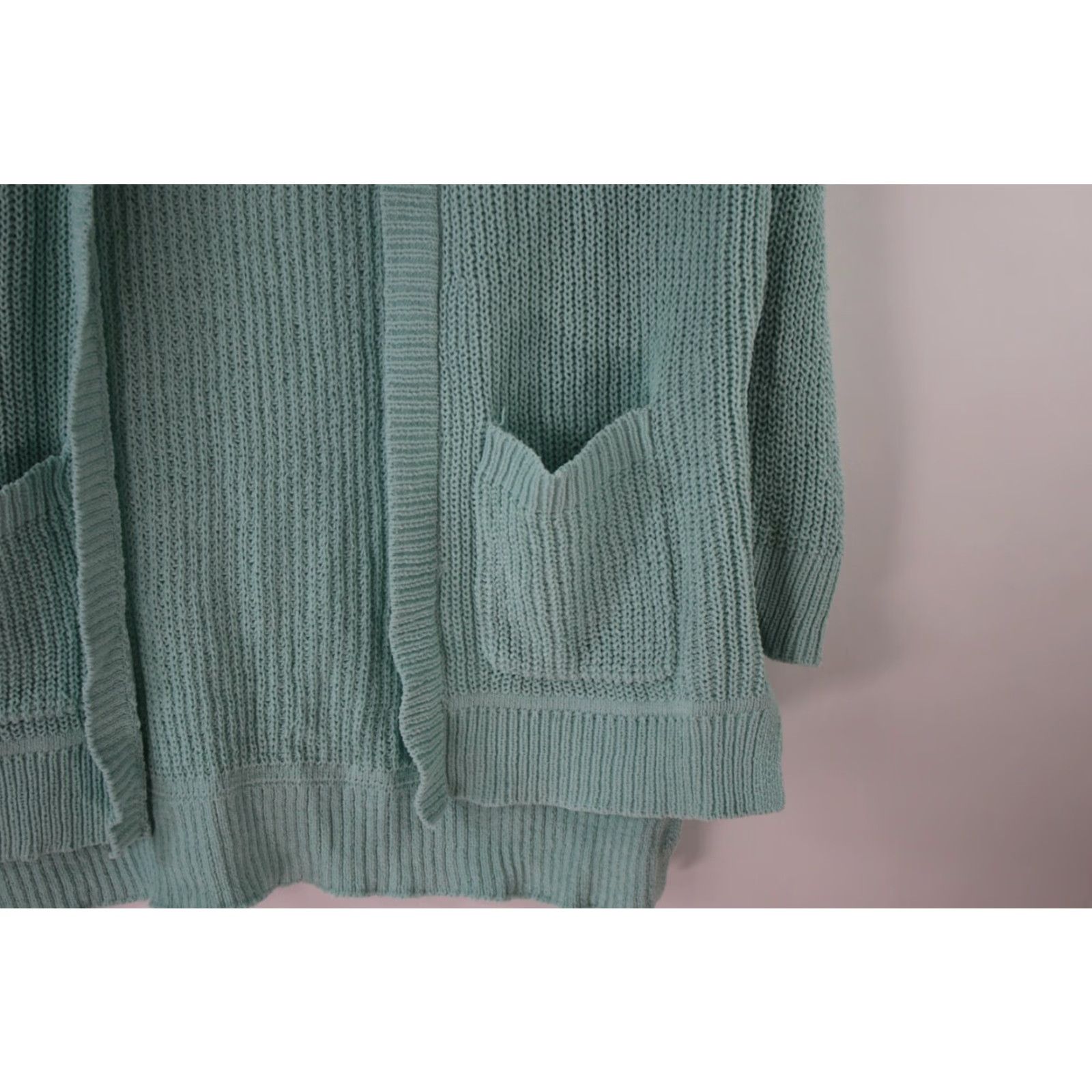 Vintage Wild Fable Cardigan Womens Medium Pale Mint Open Front Oversized Pockets Knit Size M / US 6-8 / IT 42-44 - 4 Thumbnail