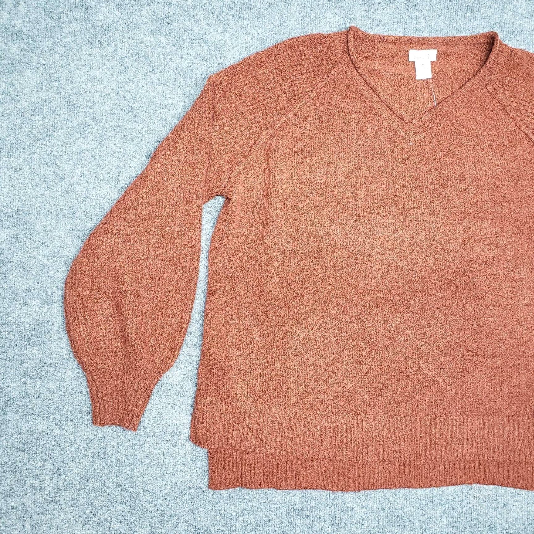 Vintage Rue21 Sweater Womens M Red V Neck Long Sleeve Solid Polyester Blend Pullover All Seasons, Stretch Size M / US 6-8 / IT 42-44 - 3 Thumbnail