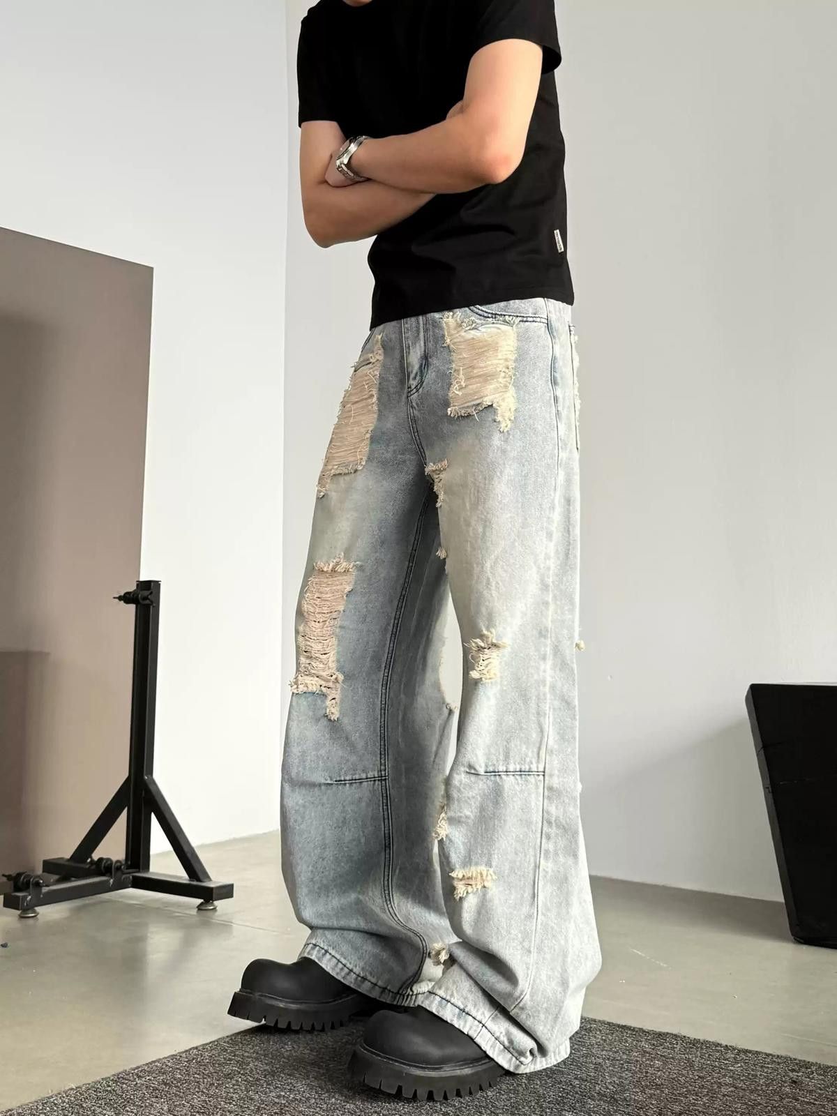 Other Distressed Wide Leg Jeans Size US 32 / EU 48 - 2 Thumbnail